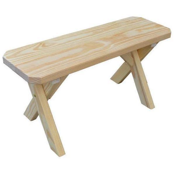 A&L Furniture Yellow Pine Crossleg Bench - Rustic Wooden Bench for Dining Room, Kitchen, or Outdoor Patio - Durable & Stylish Seating Solution