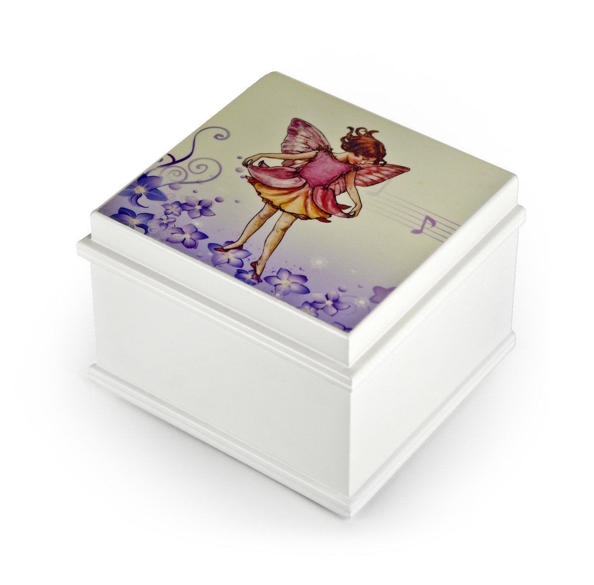 Enchanted Fairy 18-Note Musical Jewelry Box in Matte White - Ballerina Music Box with Multiple Song Options - Perfect Gift for Daddy's Little Girl - Ideal for Jewelry Storage, Birthday Presents & Nursery Decor