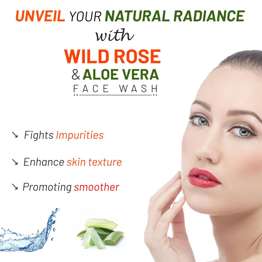 iShilp Wild Rose & Aloe Vera Face Wash for Dry Skin - Gentle Cleanser for Women & Men | 100ml | Hydrating & Soothing Daily Skincare for Sensitive Skin