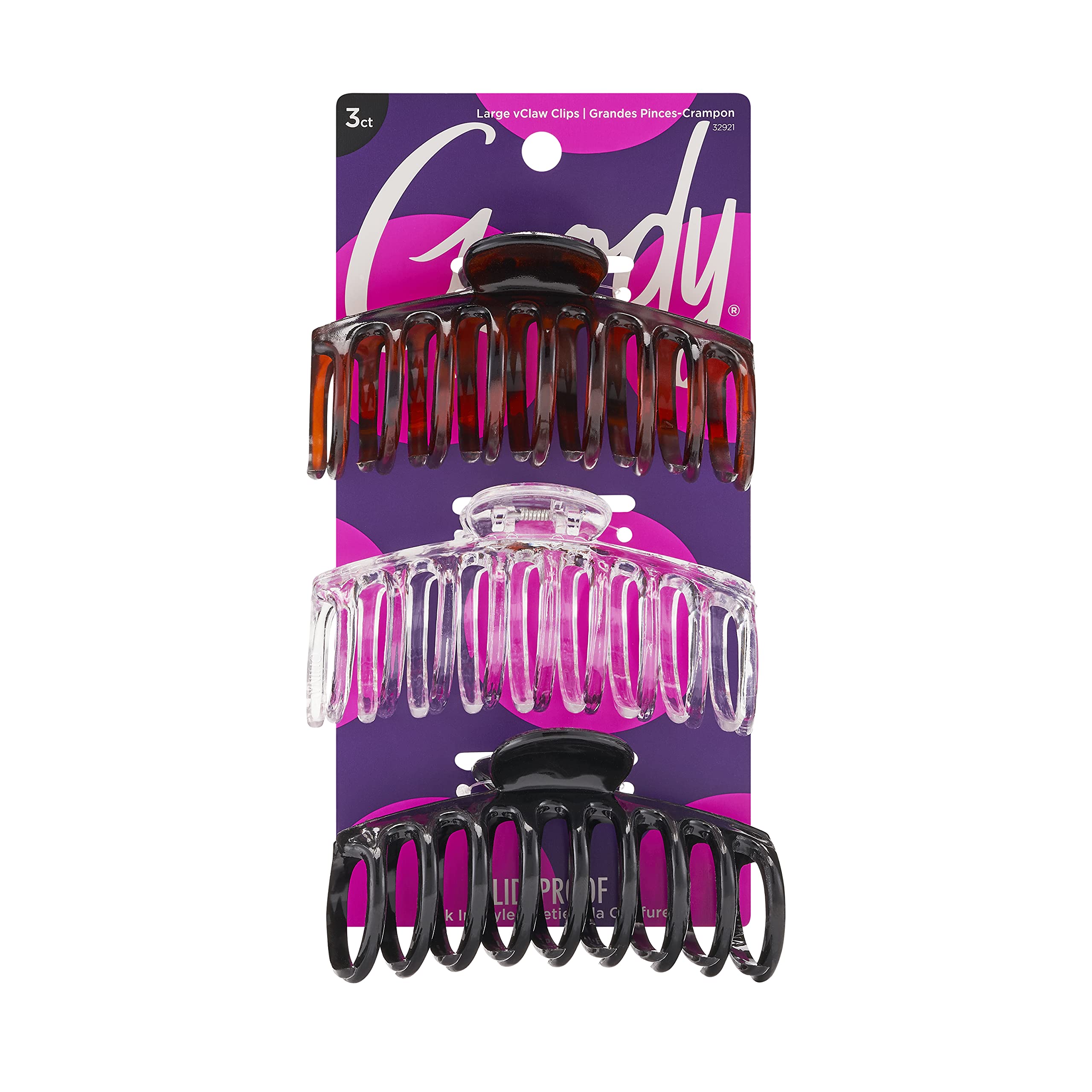 Goody Classics Large Spiral Claw Hair Clips - 3 Pack Assorted Colors | Pain-Free Hair Accessories for Women, Men & Kids | Perfect for Updos, Ponytails & Everyday Hairstyles
