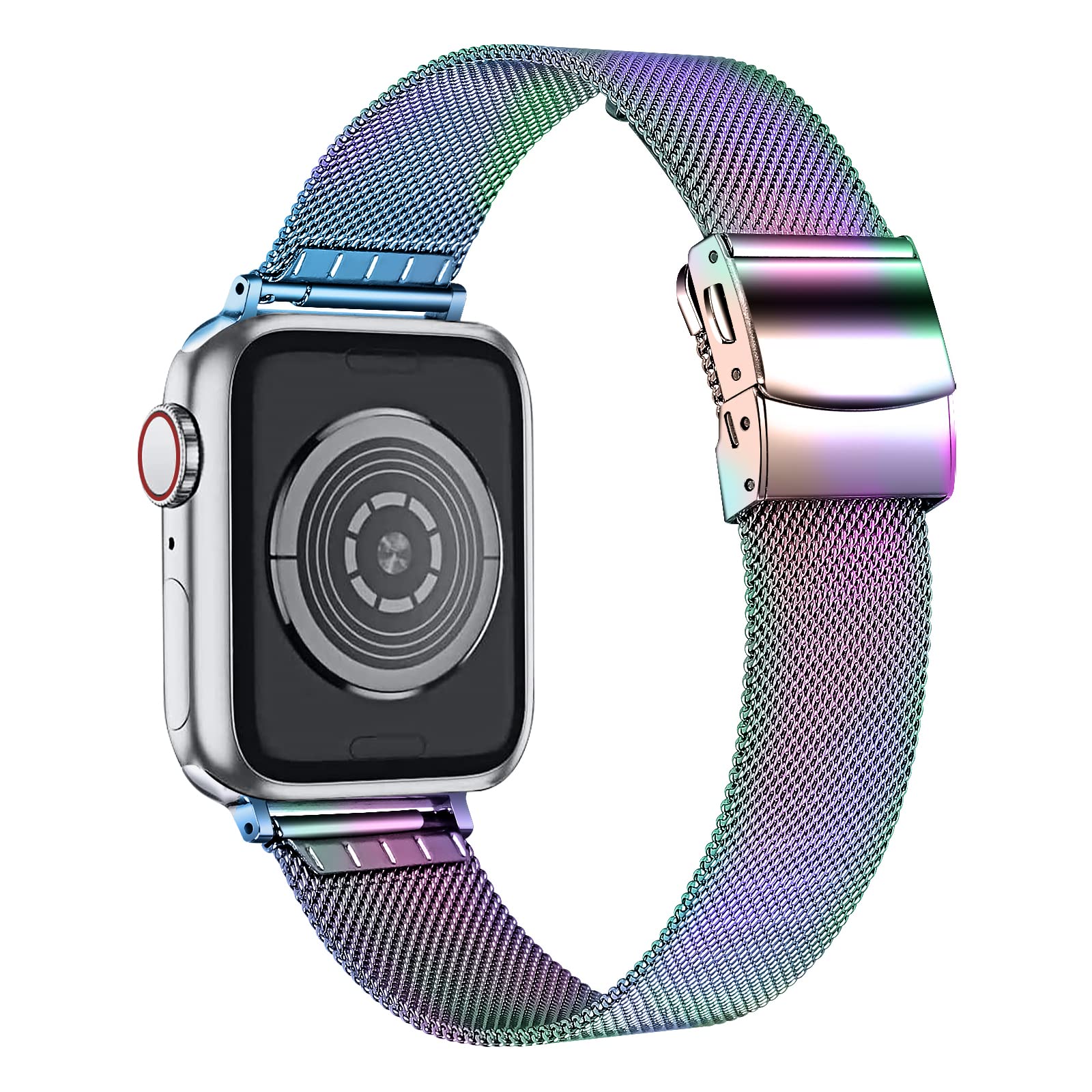 Elegant Bling Stainless Steel Mesh Apple Watch Band for Women - Adjustable Breathable Replacement Strap Compatible with Apple Watch Series SE/6/5/4/3/2/1 (38mm 40mm 42mm 44mm) - Perfect for Workout, Gym, Running, Yoga, Office, Business Meetings, Dating, Travel, Parties & Everyday Wear - Great Gift for Her | Fashionable & Comfortable for All Occasions