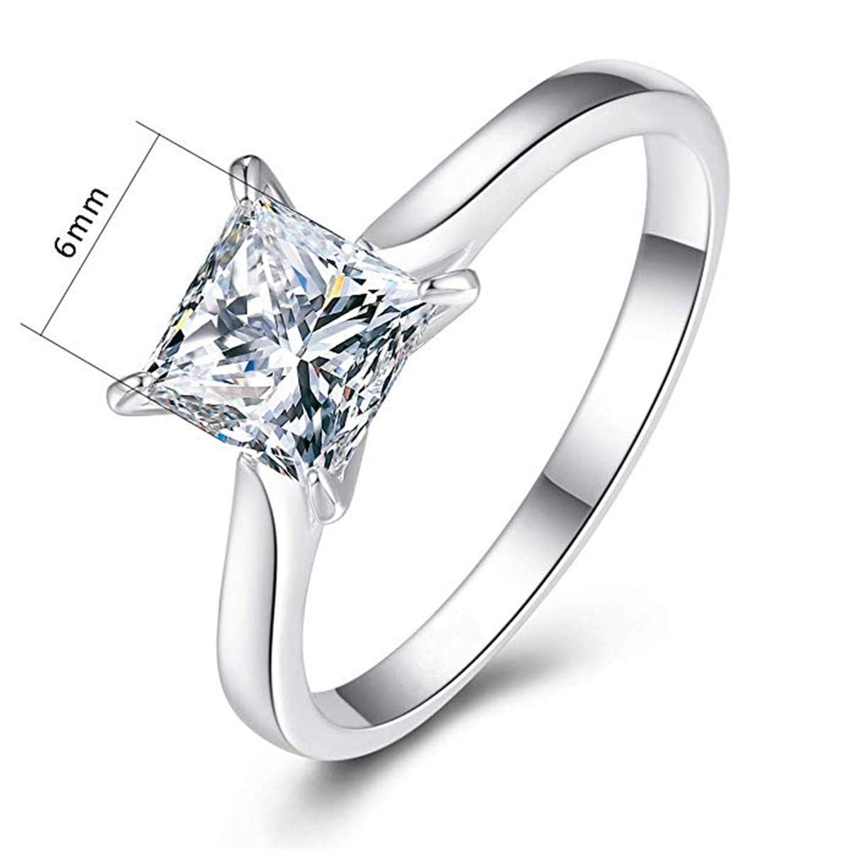 1.5 CT Princess Cut Cubic Zirconia Engagement Ring for Women - Sterling Silver Promise & Wedding Band - Size 5-10 - Perfect Christmas, Birthday Gift for Her, Girlfriend, Fiancée - Ideal for Proposals, Anniversaries, Special Occasions