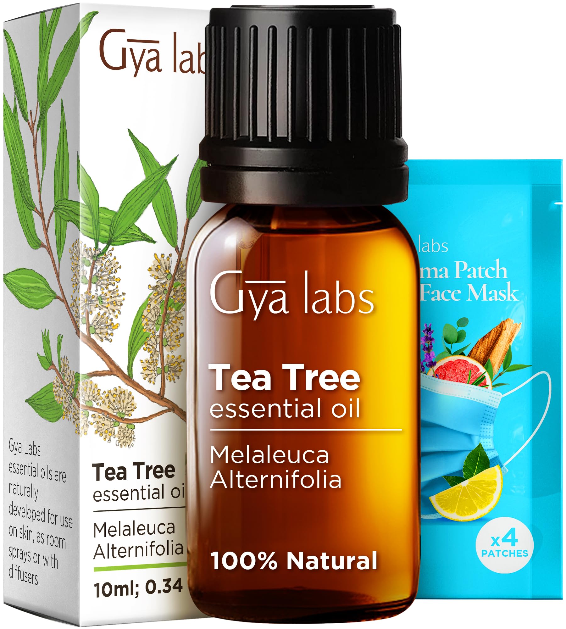 100% Pure Melissa & Tea Tree Essential Oil Set for Diffuser & Skin Care - 2x0.34 fl oz Aromatherapy Grade Oils by Gya Labs - Perfect for Relaxation, Stress Relief & Acne Treatment