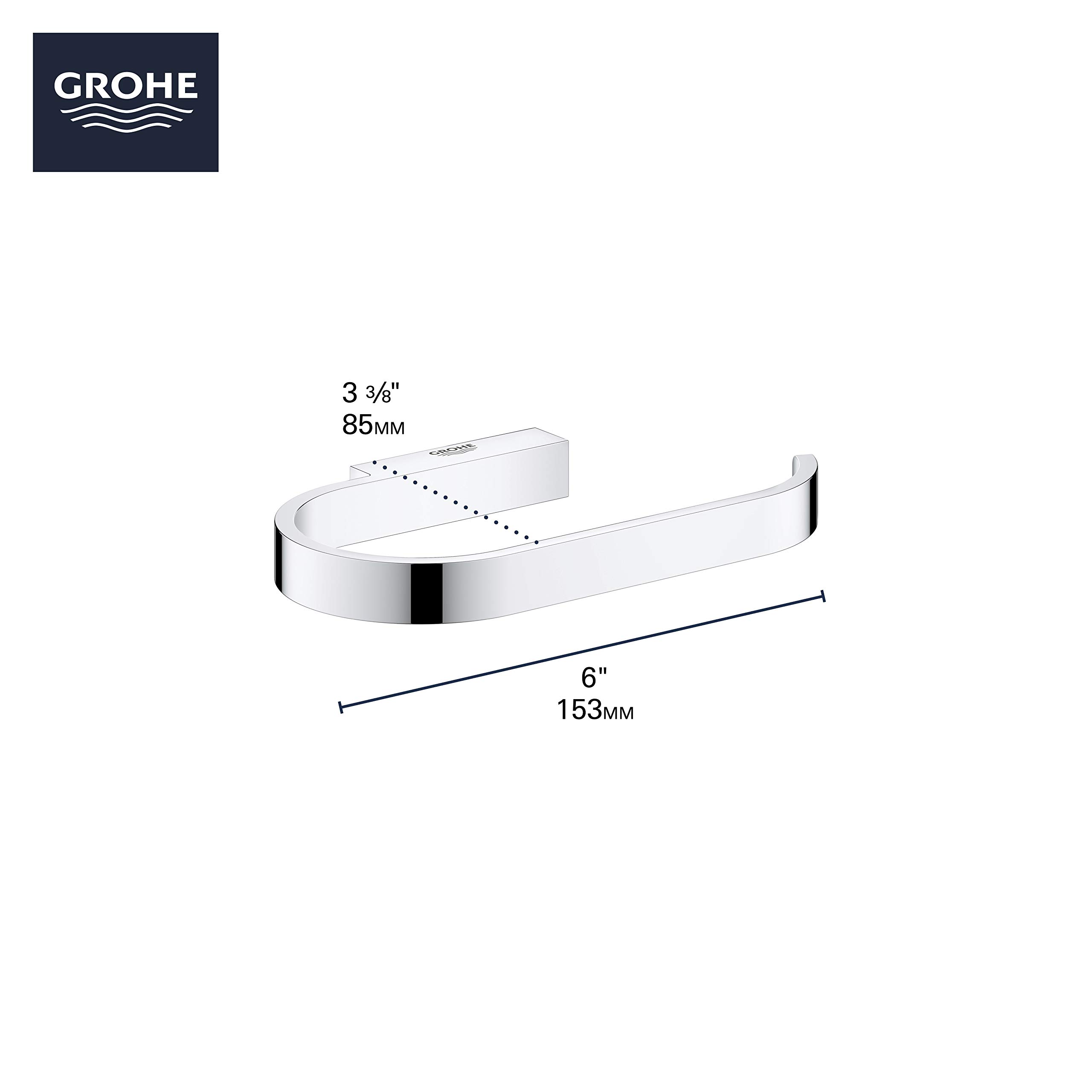 GROWE 41068EN0 Brushed Nickel Toilet Paper Holder - Modern Bathroom Tissue Roll Dispenser for Home & Office Use