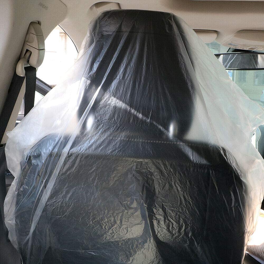 100 Pack Disposable Plastic Seat Covers - Universal Fit for Car, Airplane, Salon, Restaurant & Bus Seats - Hygienic Protection for Travel, Dining & Public Transportation (100 Count)