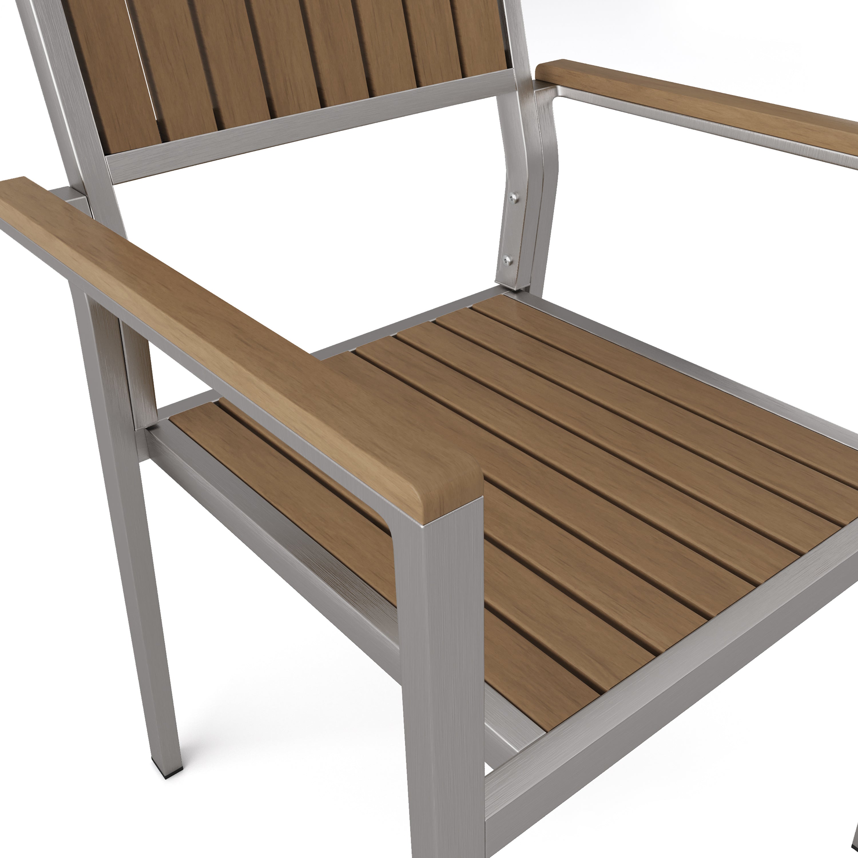 Premium Cape Coral Aluminum & Wood Dining Chairs (Set of 2) - Modern Outdoor Patio Furniture for Backyard, Garden & Poolside Dining