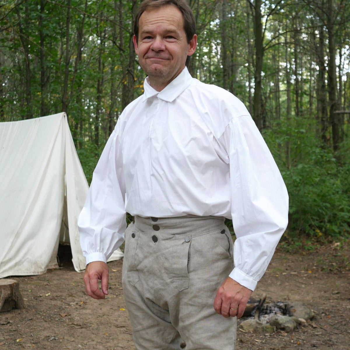18th Century Style Cotton Work Shirt for Men - Vintage Inspired Button Down Shirt for Historical Reenactment, Cosplay & Outdoor Activities