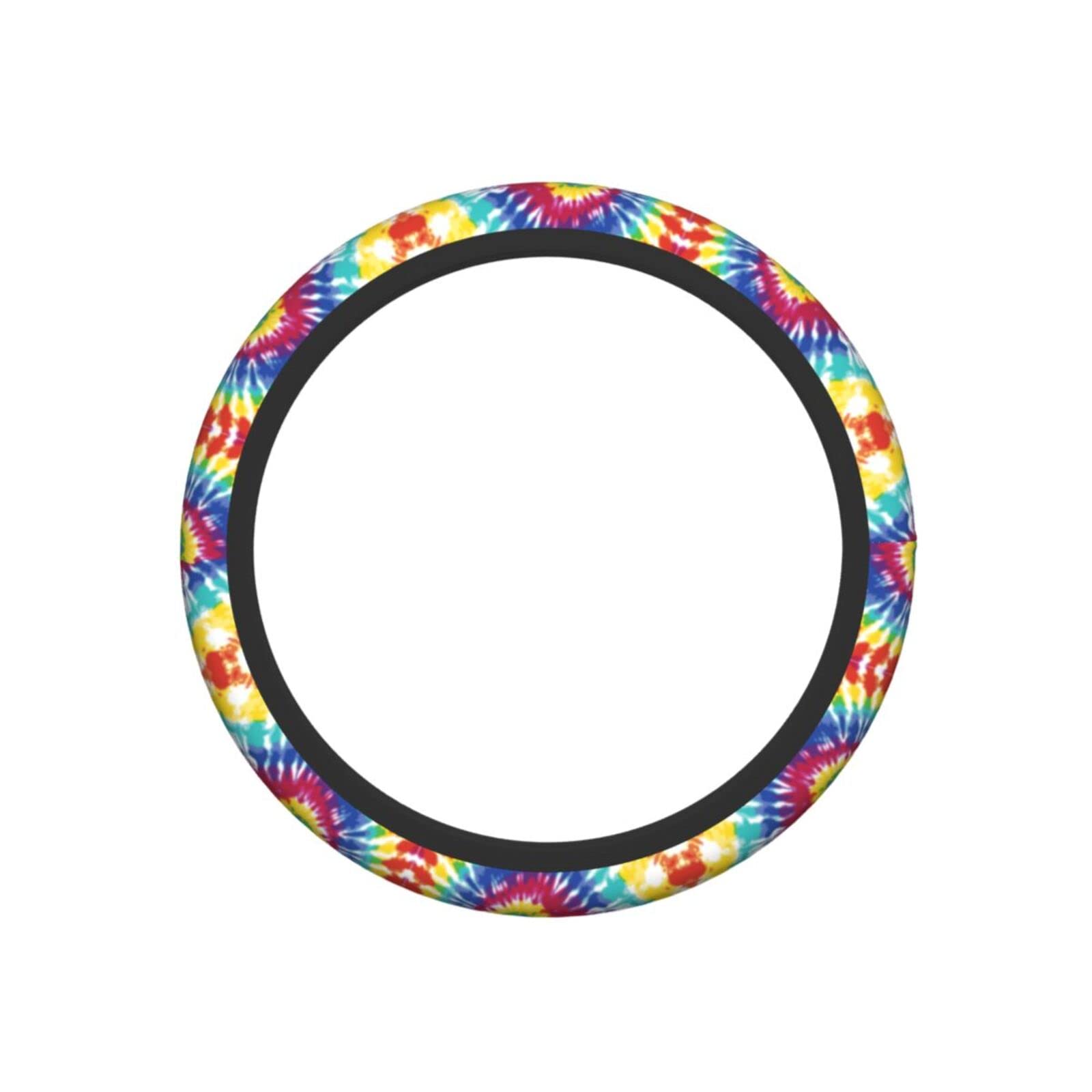 Delerain Tie Dye Steering Wheel Cover - Anti-Slip Elastic Car Accessory - Universal 15 Inch Wheel Protector for Men & Women - Perfect for Road Trips, Daily Commutes & Car Customization
