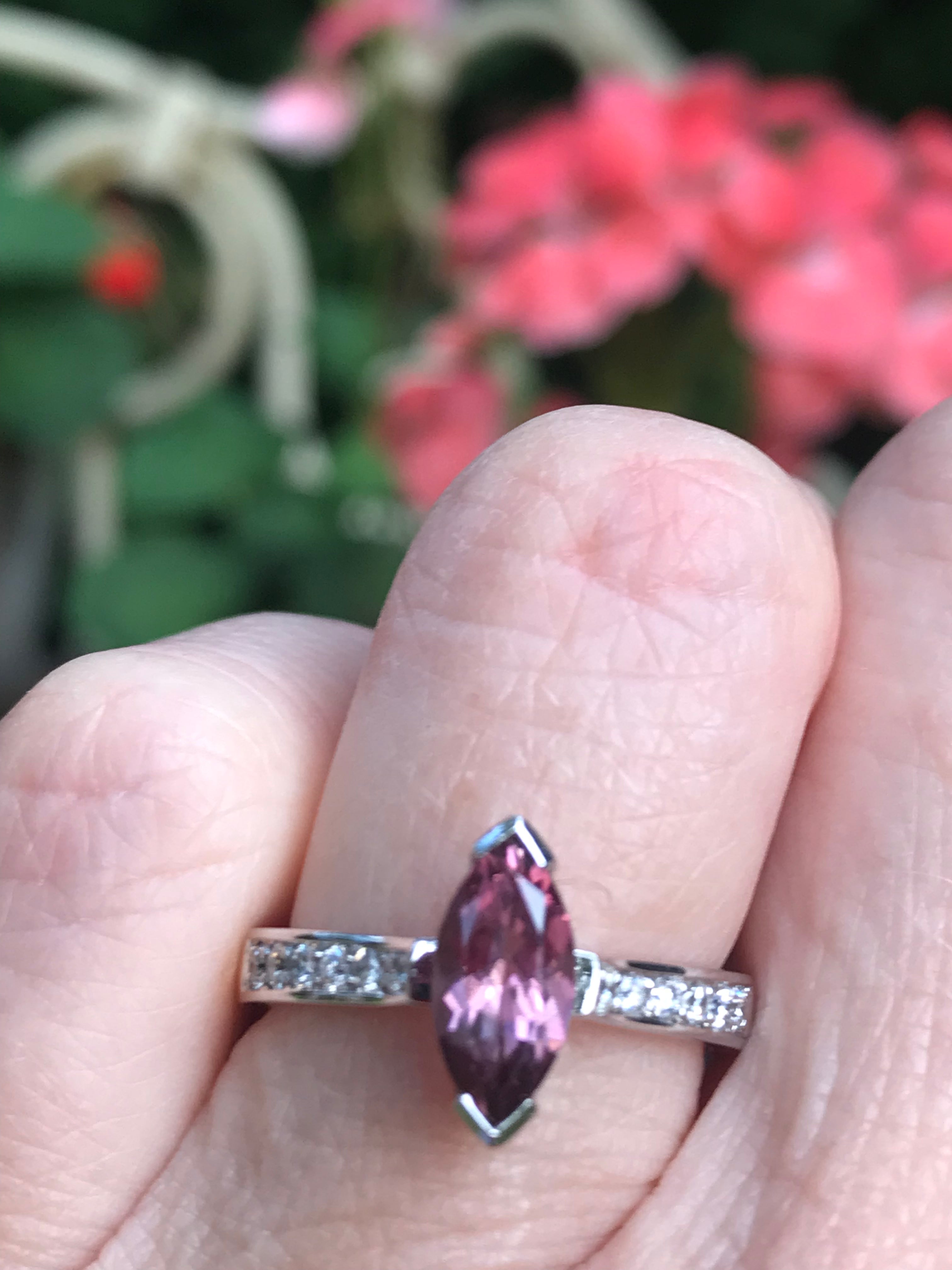 18ct White Gold Tourmaline and Diamond Ring for Women - Elegant Birthstone Jewelry Gift for Anniversary, Engagement, or Special Occasions