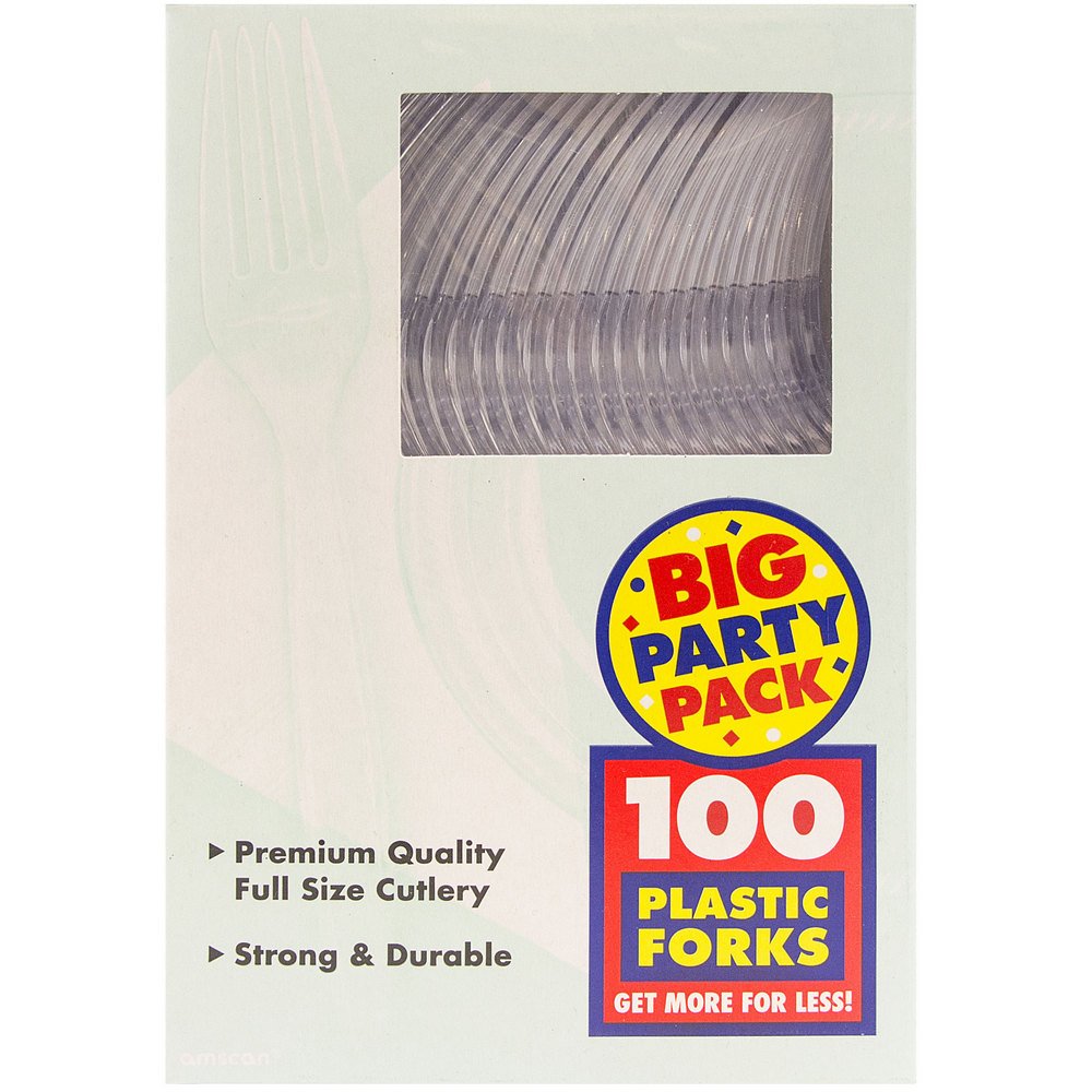 Premium Plastic Forks - Clear Disposable Cutlery for Parties, Events & Catering - 100 Count Bulk Pack - Durable & Eco-Friendly Dining Essentials for Weddings, BBQs & Office Gatherings
