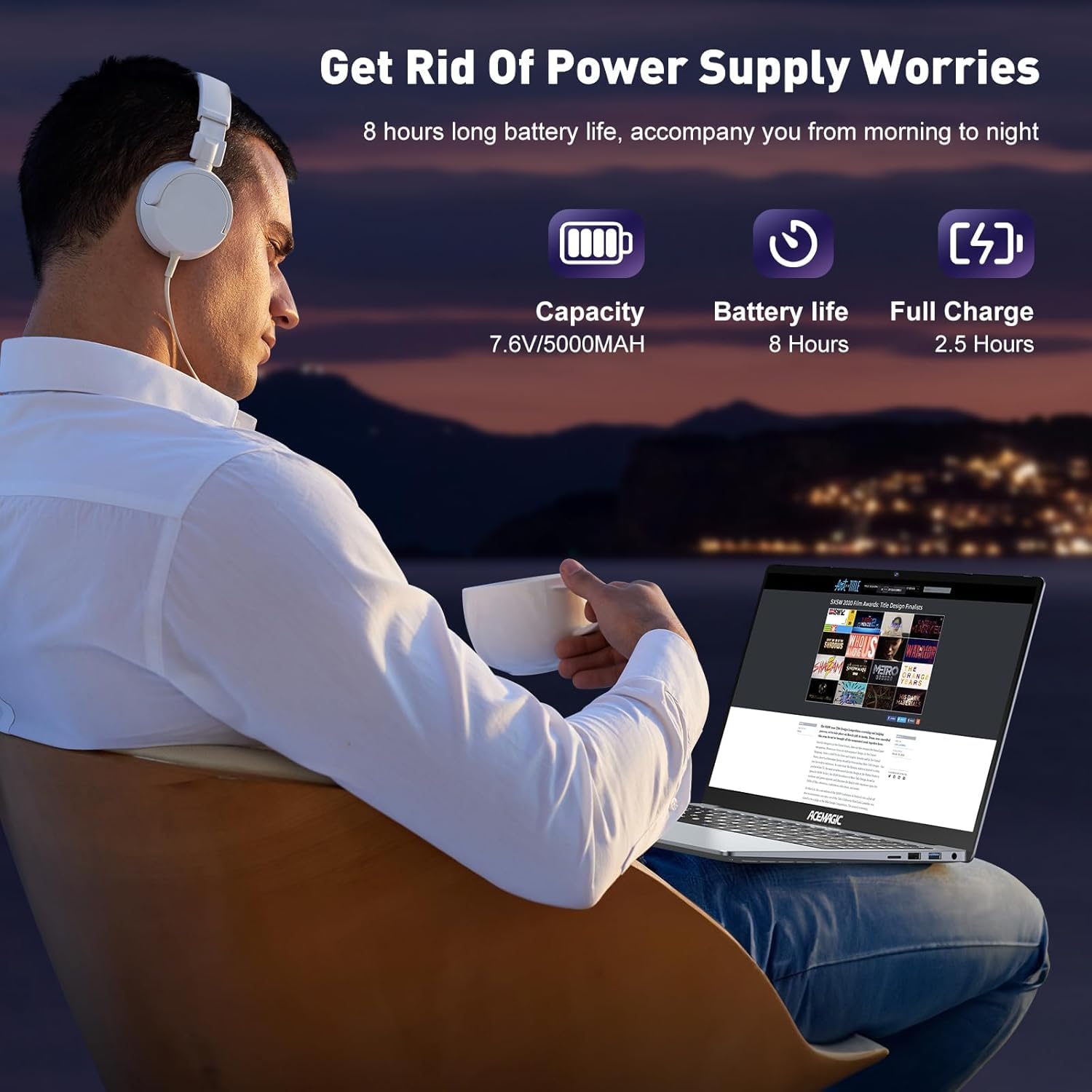 ACEMAGIC 15.6 Inch Laptop with Intel N97 CPU (Up to 3.6Ghz), 16GB DDR4 RAM, 512GB SSD (Expandable to 2TB), Bluetooth 5.0, Type-C, HDMI, USB 3.2 - Silver | Perfect for Work, Study & Entertainment
