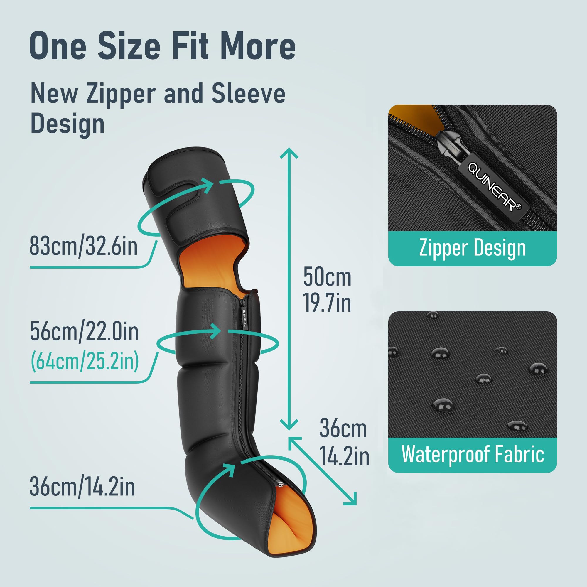 QUINEAR 3-in-1 Leg Massager with Heat & Compression - Foot Calf Thigh Massage Boots for Swollen Legs, Edema, RLS Pain Relief - FSA HSA Eligible - Perfect for Home Relaxation, Post-Workout Recovery & Circulation Improvement