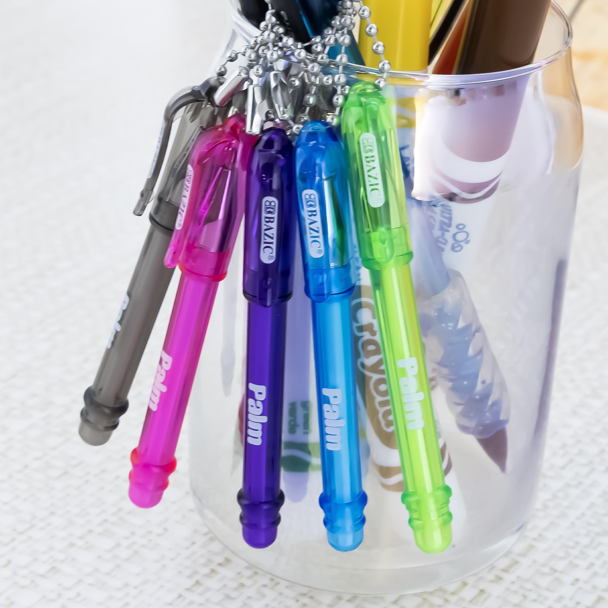 BAZIC Ballpoint Pen Palm Mini Pens with Key Ring - 1.0mm Bold Black Ink Smooth Writing Pens for Office, School, Teacher (5/Pack, 3-Packs) | Perfect for Note Taking, Gift Giving & Everyday Carry