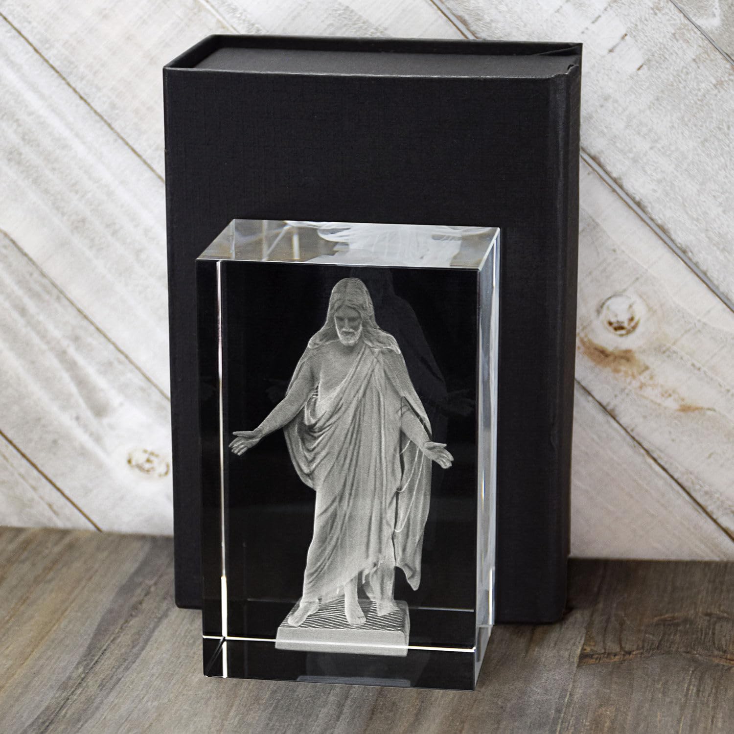 Lifebeats Christus Large Crystal Laser Engraved Cube Gift - Elegant Home Decor, Office Desk Ornament & Spiritual Meditation Centerpiece