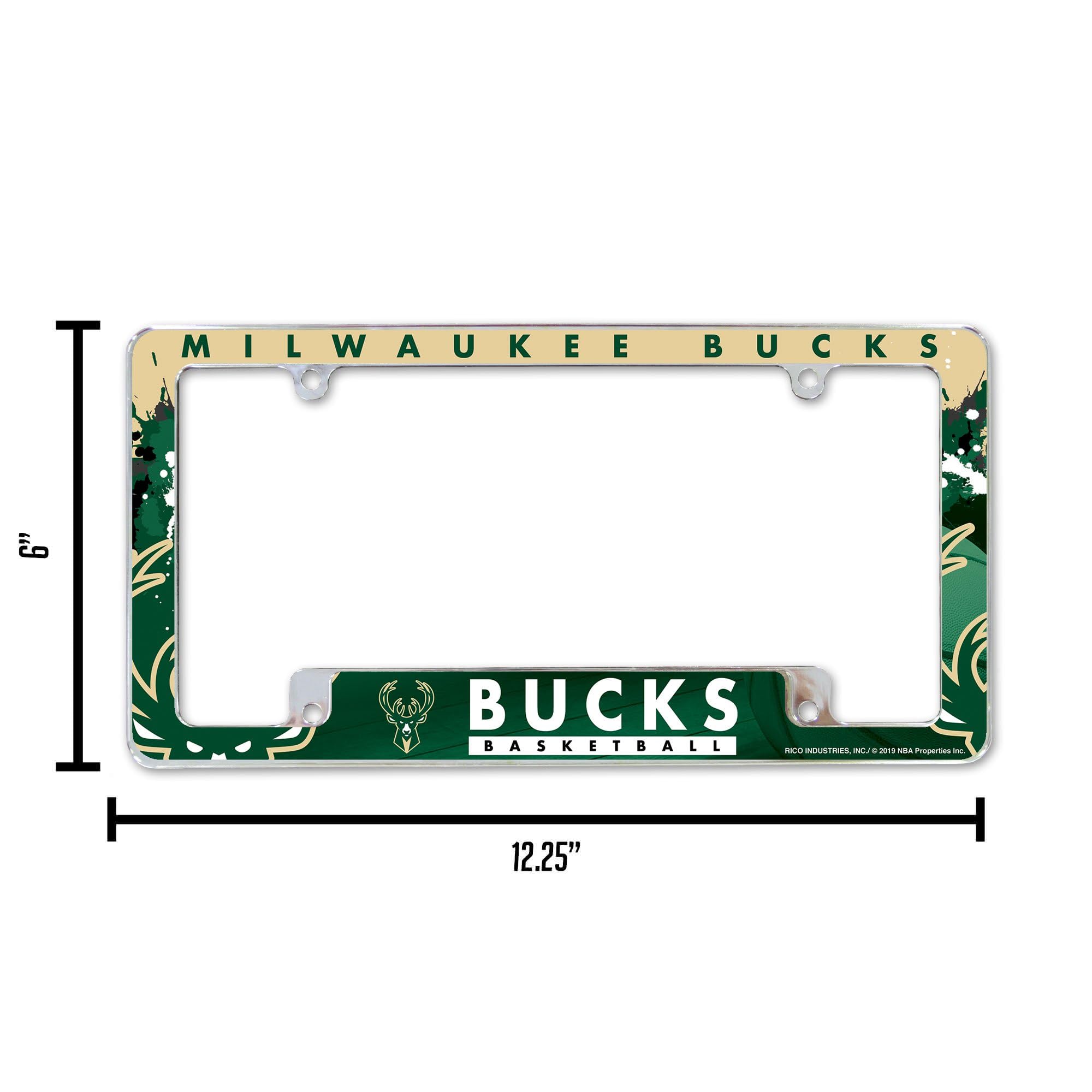 Milwaukee Bucks NBA Chrome Metal License Plate Frames - Set of 2, Bold Full Frame Design for Cars & Trucks - Perfect for Fans & Game Day Accessories