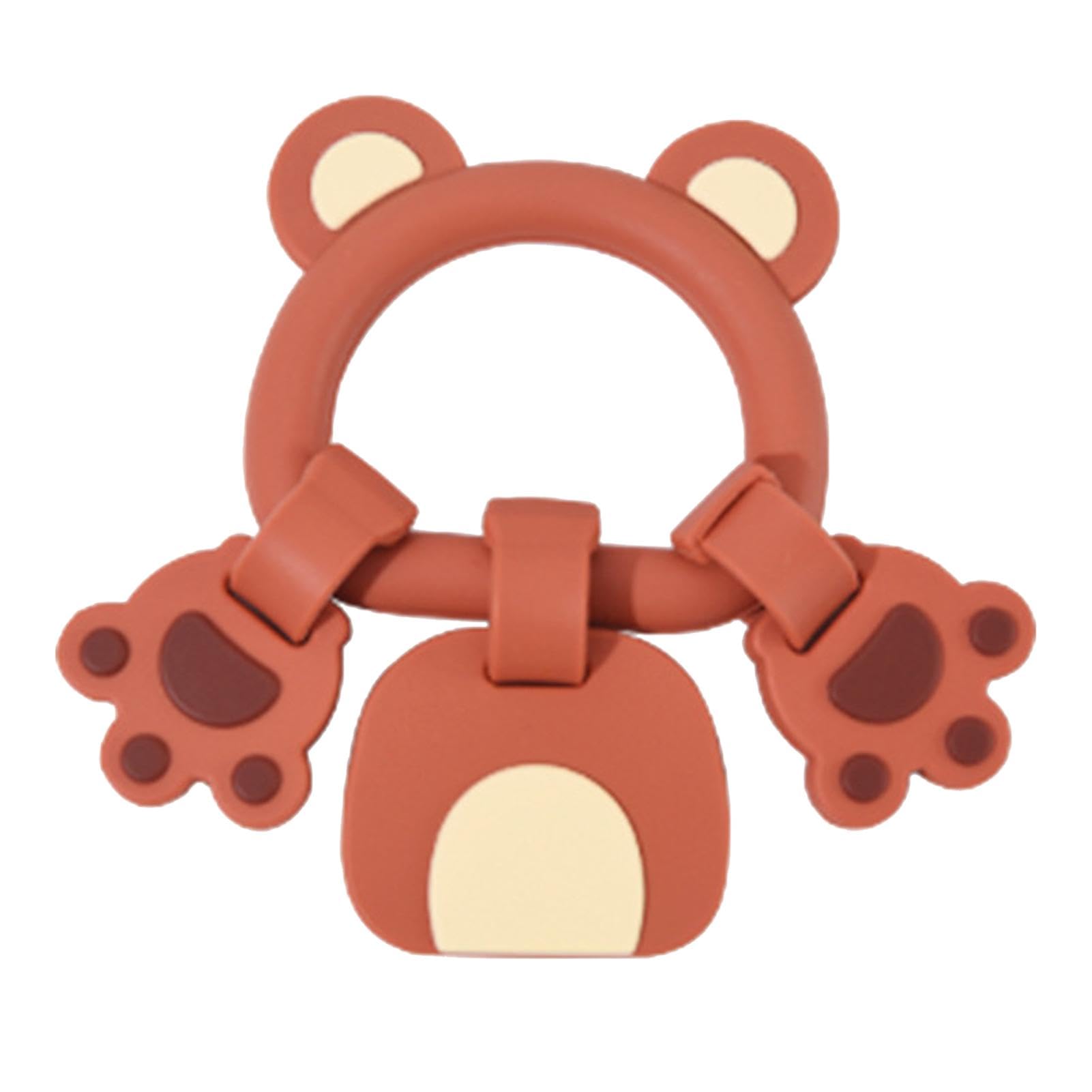 Shakven Cartoon Bear Silicone Teething Toys for Toddlers - BPA-Free Baby Teether for Boys & Girls - Early Development & Sensory Toy for Chewing Relief, Playtime & Cognitive Learning | Perfect for Home, Travel & Daycare Use