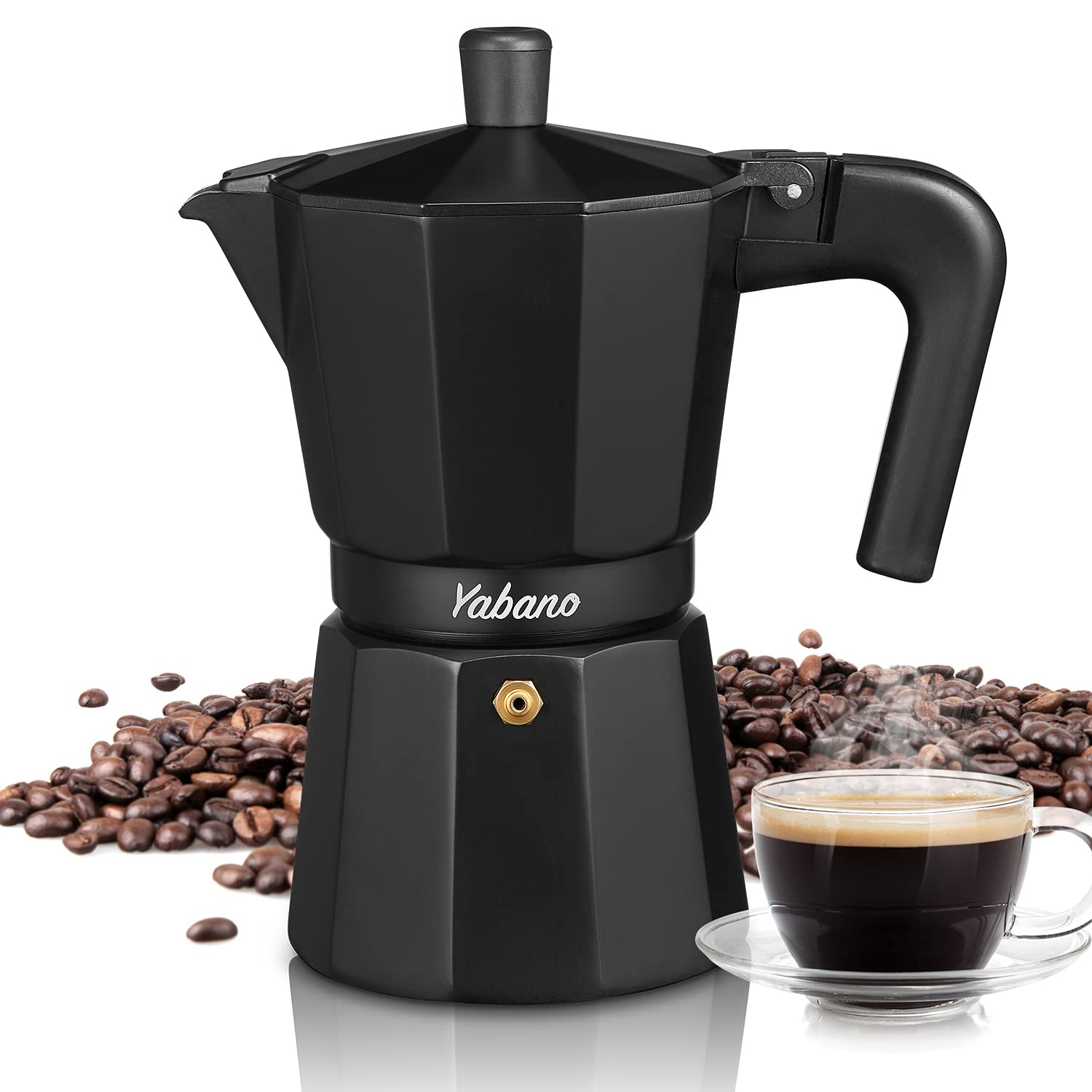 Yabano 1-Cup Stovetop Espresso Maker - Italian Moka Coffee Pot for Gas & Electric Stoves - Perfect for Espresso, Cappuccino & Latte - Ideal for Home, Office or Camping Use