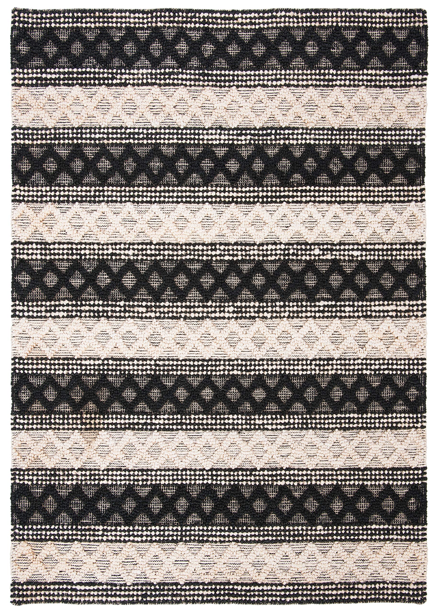 SAFAVIEH Handmade Boho Moroccan Tribal Jute Rug 4' x 6' - Natural Fiber Collection in Black & Ivory | Non-Slip Accent Rug for High Traffic Areas | Perfect for Entryway, Living Room, Bedroom & Boho Decor (NF568Z)