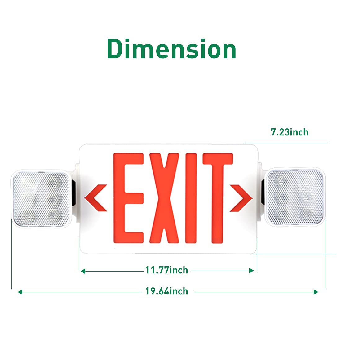 OSTEK Red LED Exit Sign Emergency Light - UL-Listed Fire Resistant ABS Dual Head Emergency Exit Lighting with 90 Min Battery Backup - Perfect for Offices, Schools, Hotels & Commercial Buildings