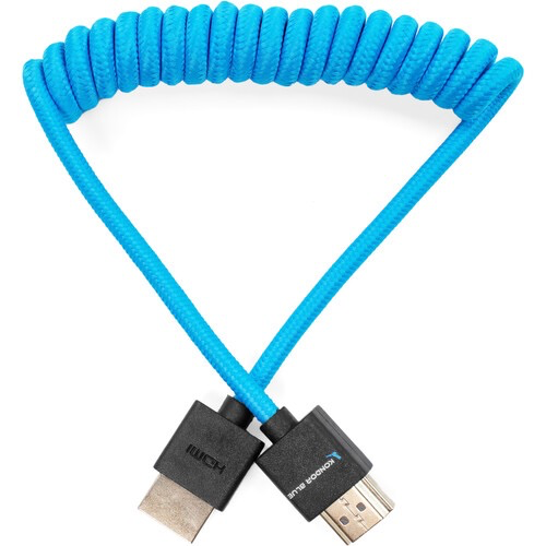 Kondor Blue Coiled HDMI Cable 12 to 24 Feet - High-Speed 4K HDMI Cord for Cameras, Monitors & Gaming - Durable Spring Coil Design for Studio & Streaming Setup