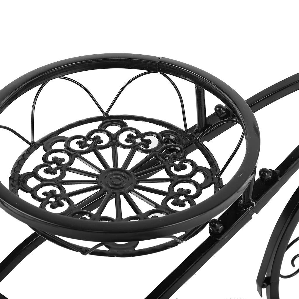 ETHY Parisian Style Black Tricycle Plant Stand - 32.3x20x9.4in Flower Pot Cart Holder for Indoor/Outdoor Use, Perfect for Home Garden, Patio Decor, Housewarming & Mother's Day Gifts for Plant Lovers
