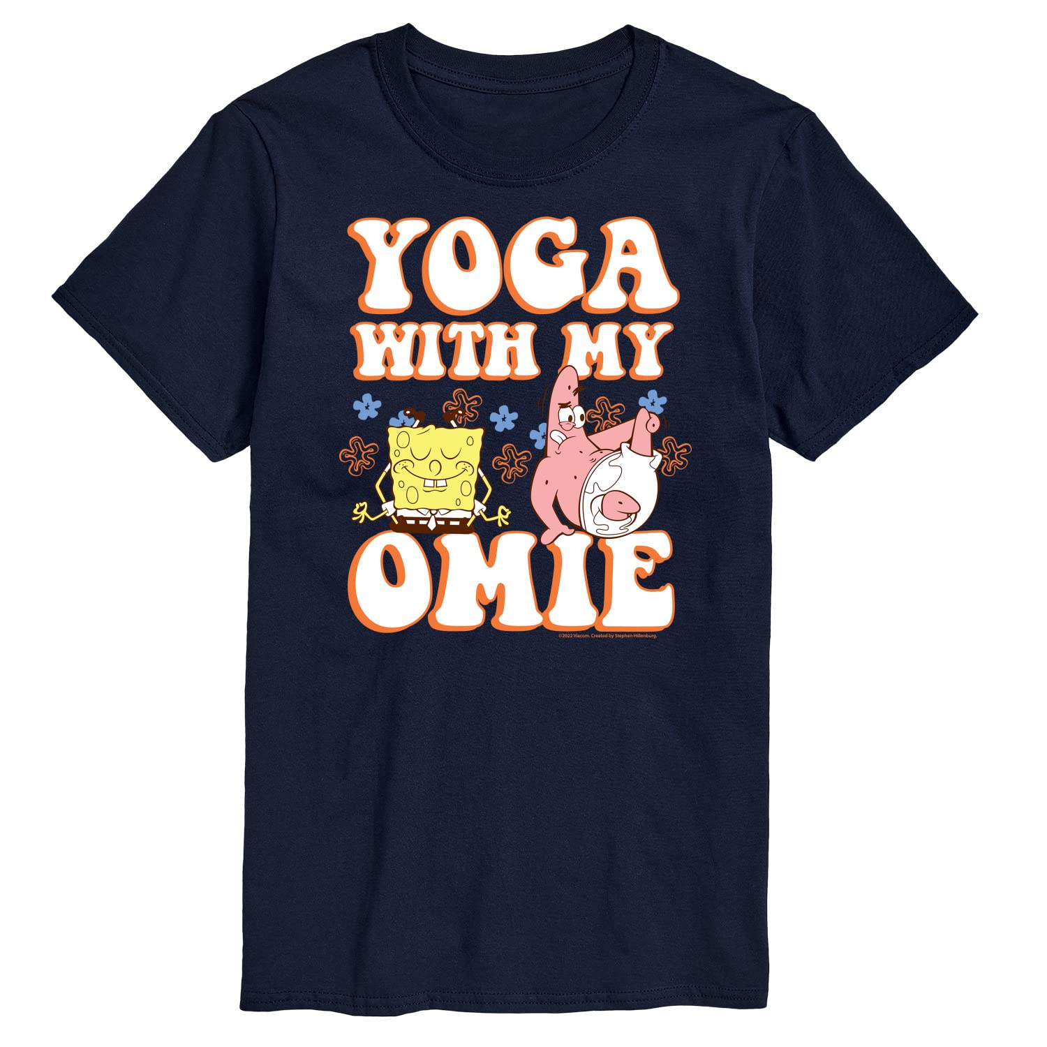 HYBRID APPAREL Spongebob Squarepants Yoga with My Omie Men's Graphic T-Shirt - Funny Cartoon Short Sleeve Tee for Casual Wear, Gym & Lounge
