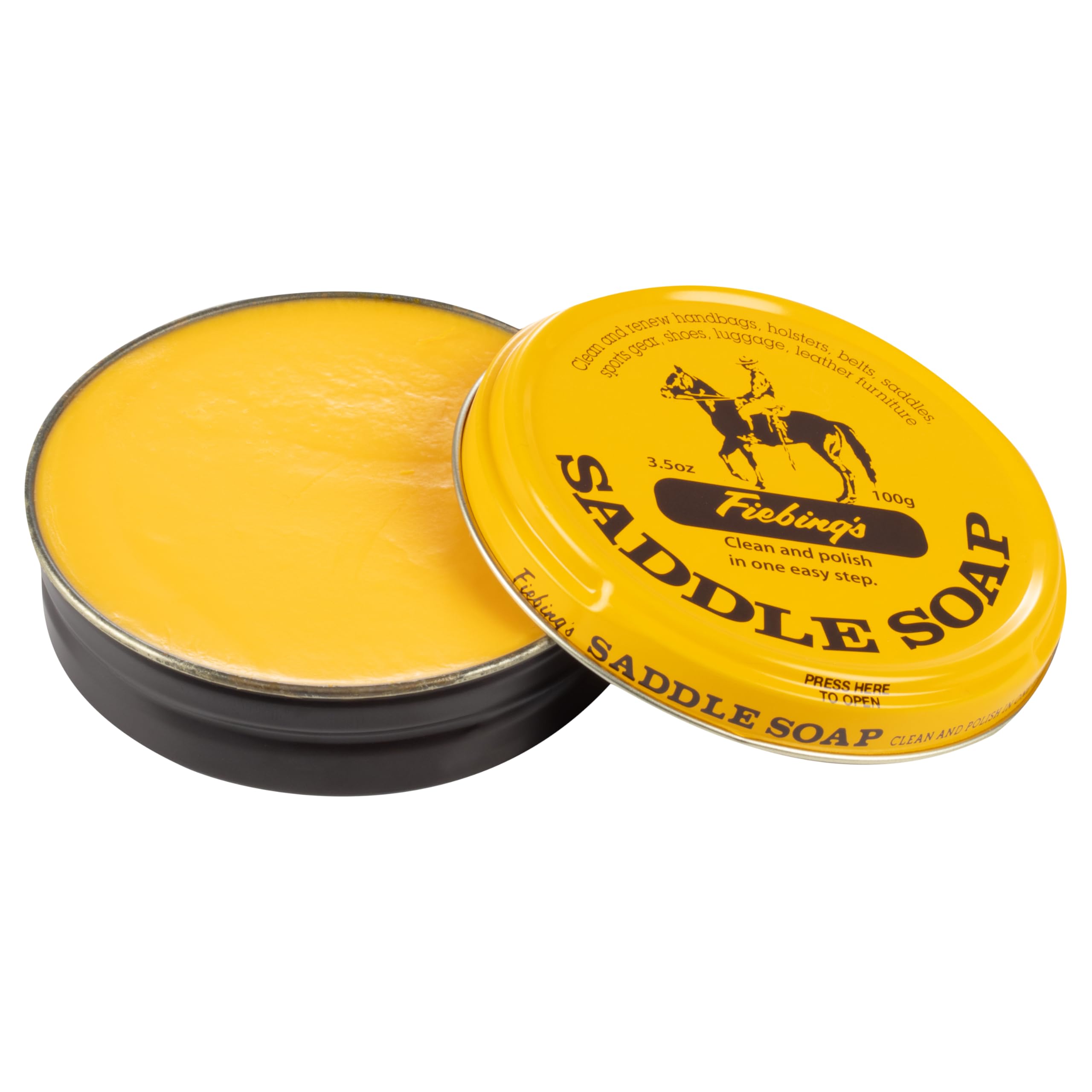 Fiebing's Yellow Saddle Soap (2 Pack, 3.5 oz Each) - Leather Cleaner & Conditioner to Soften, Protect & Restore - Ideal for Leathercraft, Car Seats, Couches, Shoes, Purses, Boots & Bags - Perfect for Leather Maintenance & Restoration Projects