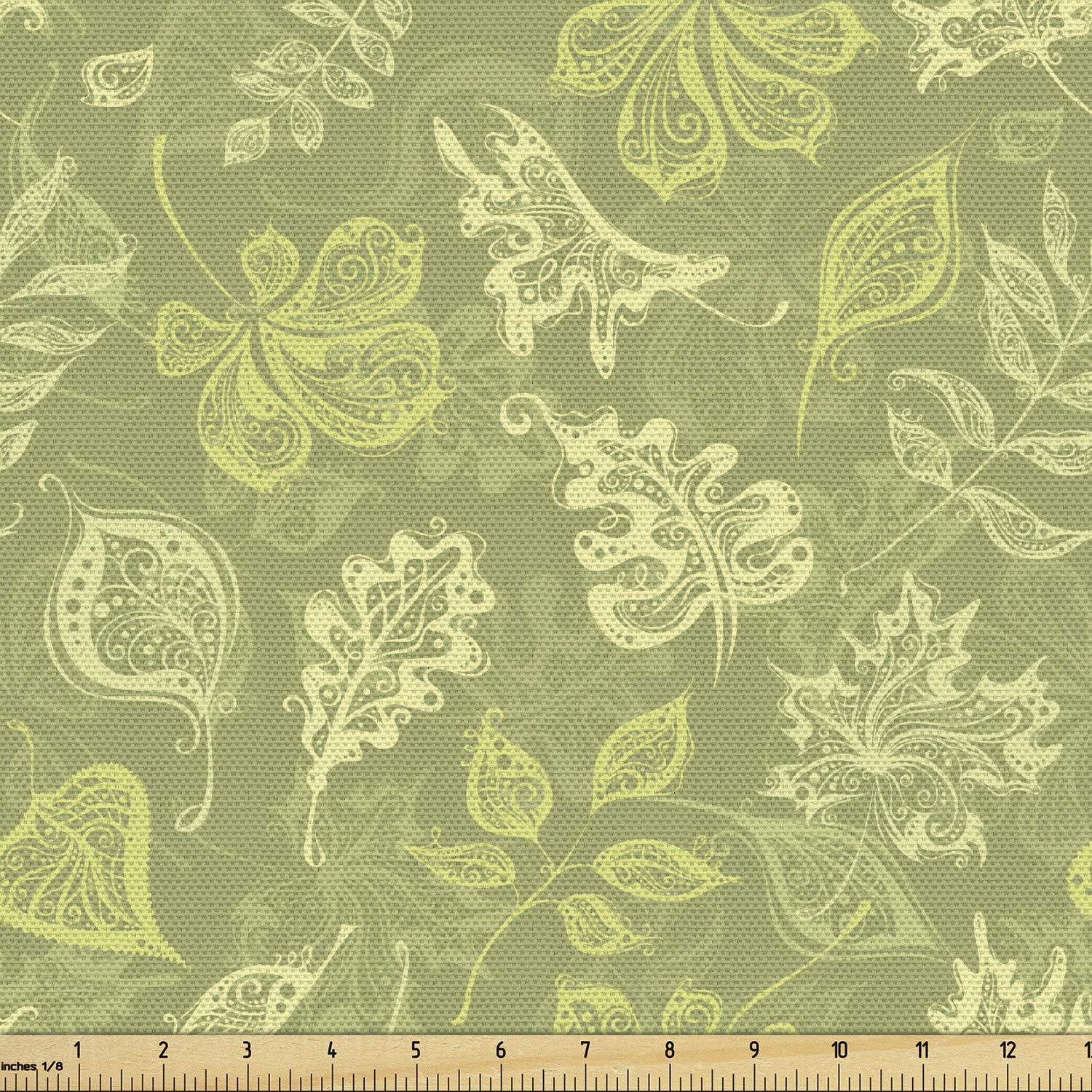 Ambesonne Green Olive Leaf Fabric by The Yard - 10 Yards of Decorative Upholstery Material for Sofas, Curtains & Home Decor | Eco-Friendly Plant Pattern Textile for Living Room, Bedroom & DIY Crafts