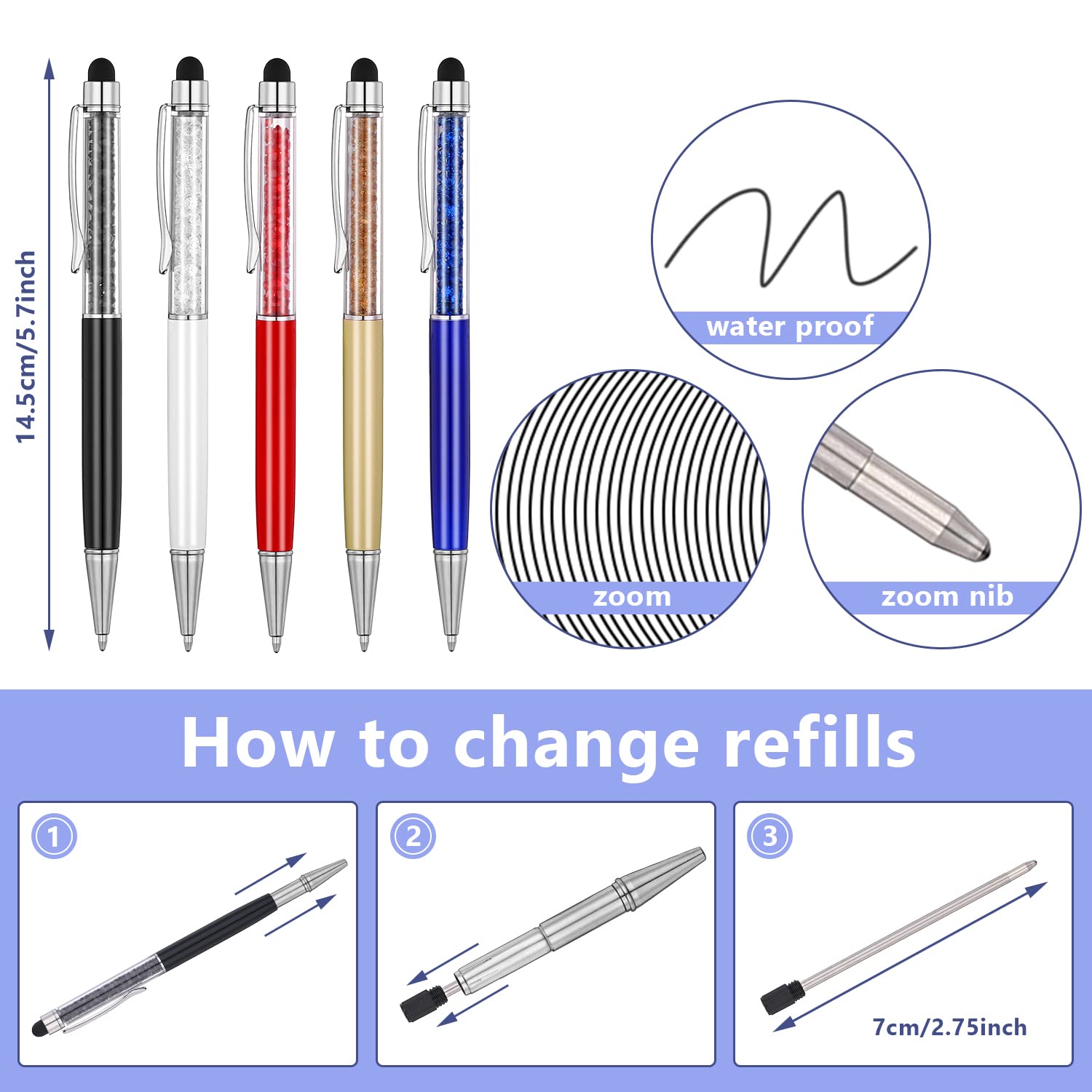 Premium D1 Ballpoint Pen Refills - Medium Tip Twist Pen Ink Cartridges (10 Pack Black) - Compatible with Swarovski, Parker & More - Perfect for Office, Journaling & Gift Pens