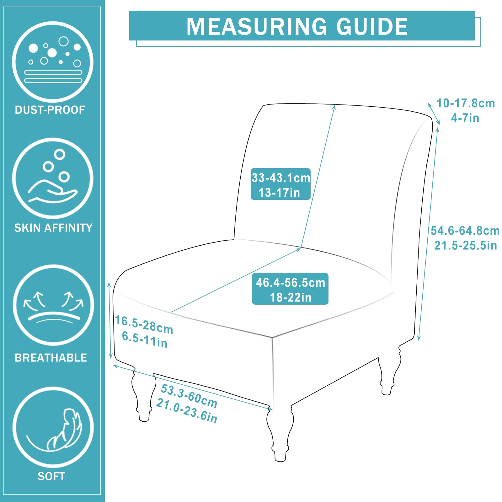 Liykimt Armless Accent Chair Slipcover - Stretch Spandex Furniture Protector, Washable & Removable Cover for Slipper Chairs - Perfect for Living Room, Dining Room & Hotel Decor