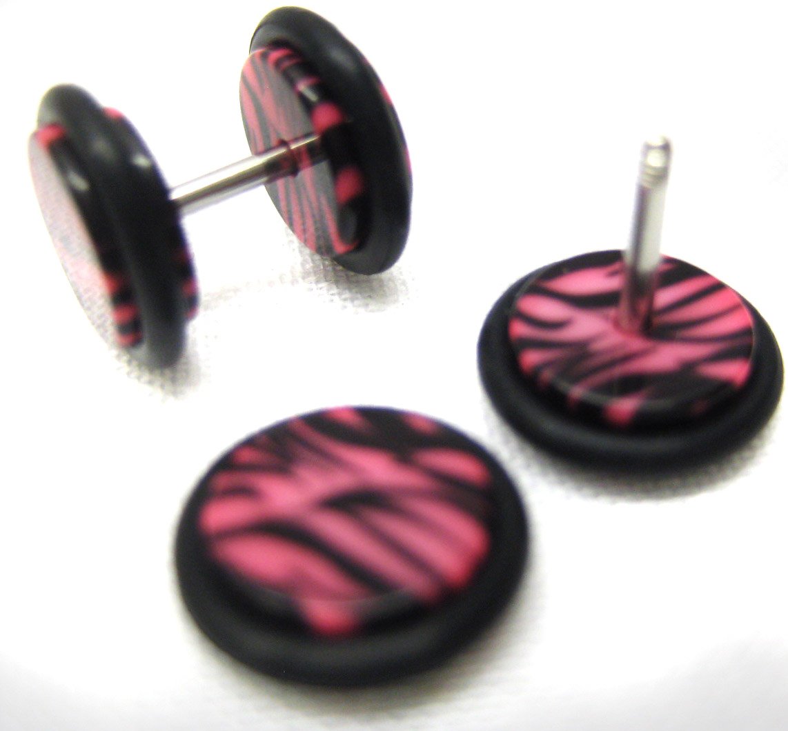 Pink Zebra 16G Fake Ear Plugs 0G Ear Cheater - Invisible Ear Stretchers for Gauged Ears | Perfect for Work, Parties & Everyday Wear