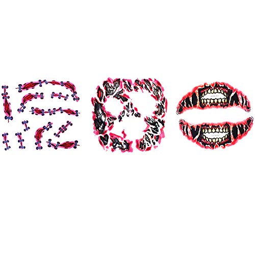 EXCLUZO Realistic Fake Wound Stickers - Temporary Bloody Scars, Stitches & Scabs for Halloween, Haunted House, Cosplay & Prank Makeup Props - Perfect for Costume Parties & Horror Decorations