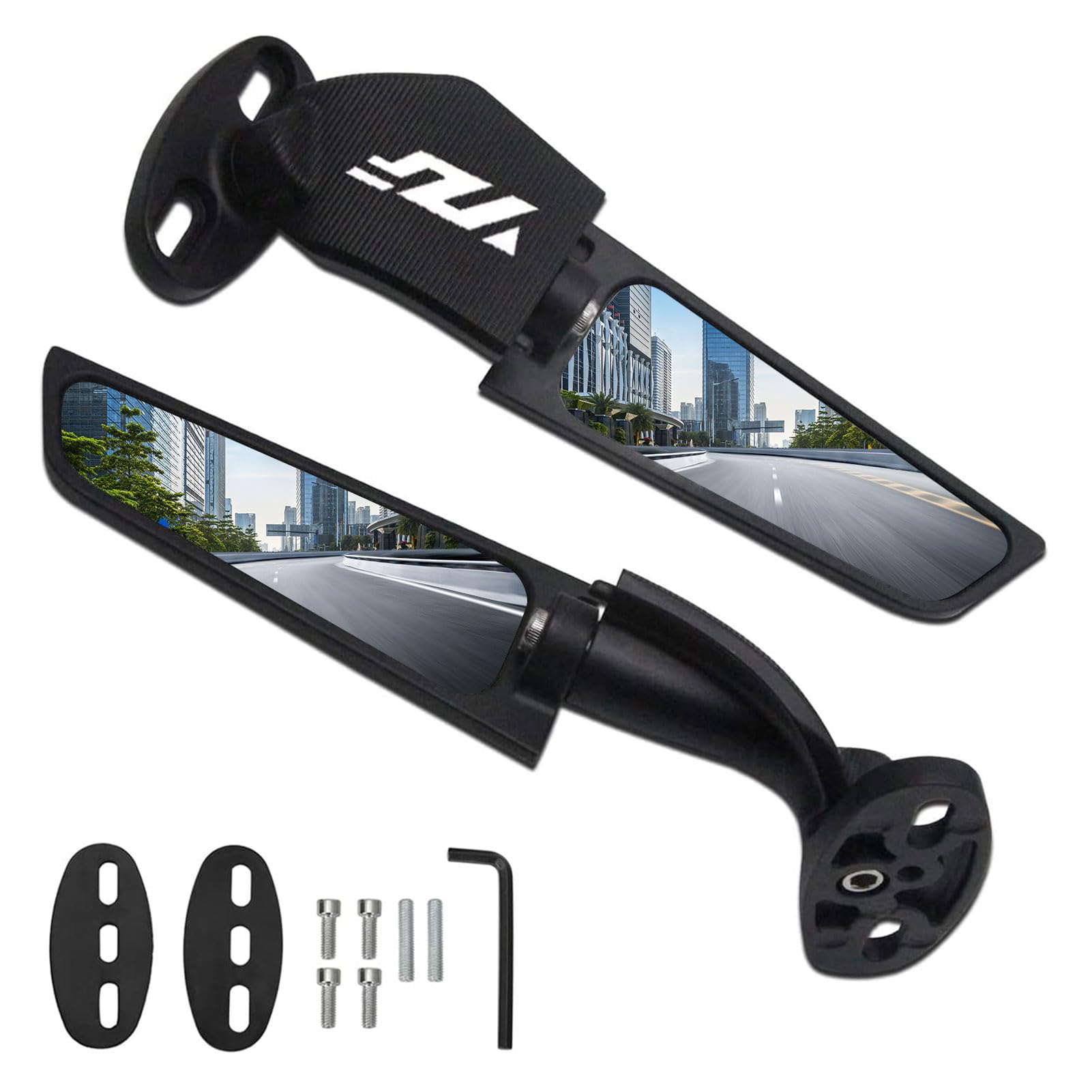 360° Adjustable Aluminum Motorcycle Rear View Mirror - Universal Fit for Yamaha R1 R3 R6 R15 R25 R125 - Enhanced Safety for Street & Racing Bikes