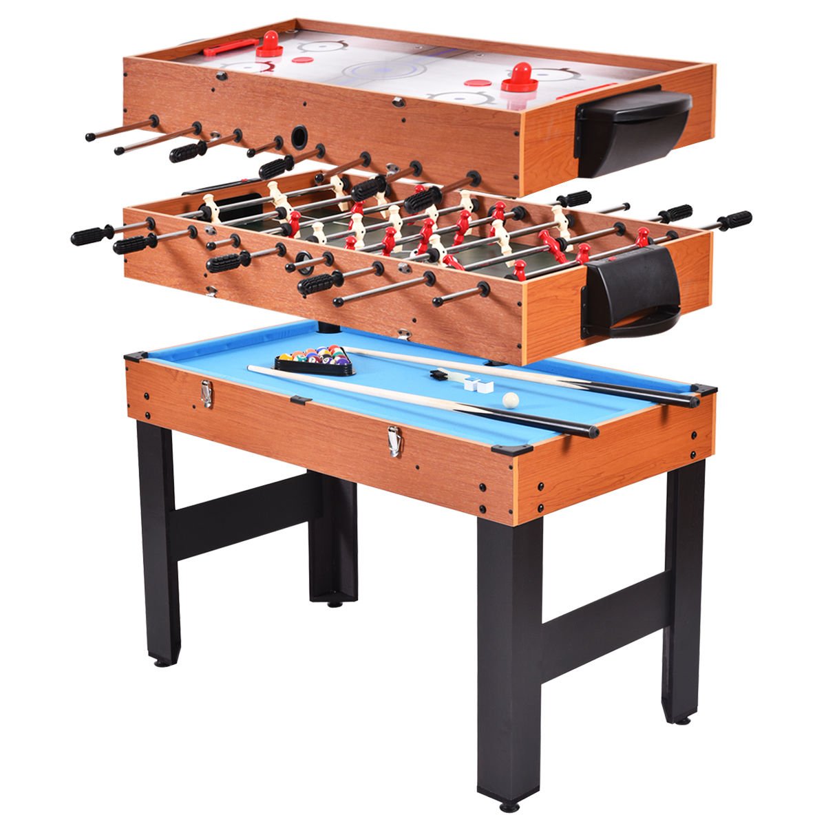 3-in-1 Kids Multi Game Table - Convertible Foosball, Pool Billiards & Air Hockey Table (48.5