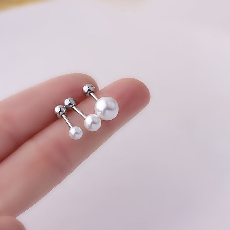 16G Cartilage Pearl Tiny Stud Earrings - Flat Back Earrings for Women | HSPJ687 | Perfect for Everyday Wear, Work & Special Occasions