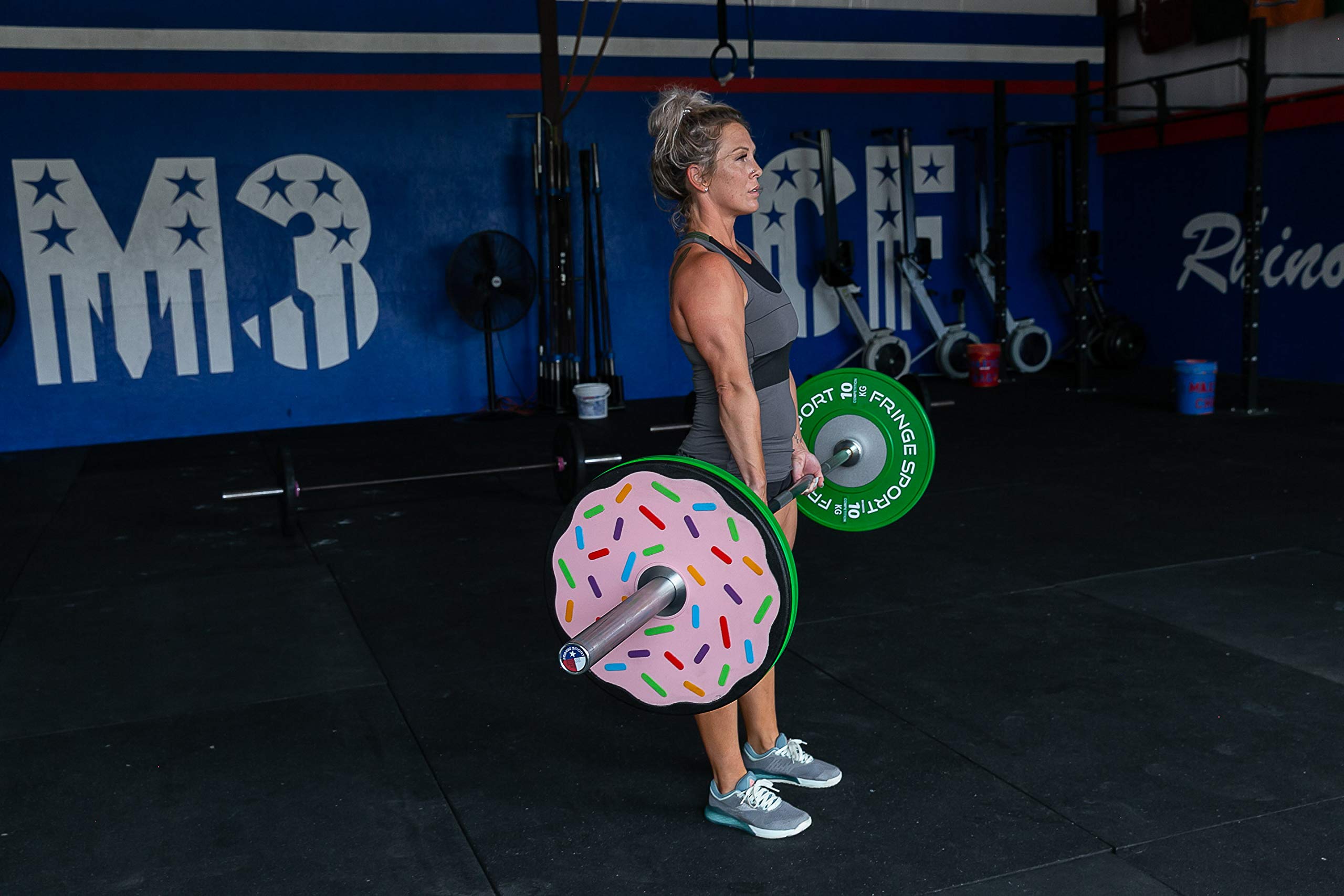 Fringe Sport Donut Weight Plates - Pair of Bumper Plates with Hard Chrome Plating & Stainless Steel Insert | Durable Polyurethane Low-Bounce Barbell Weights for CrossFit, Powerlifting & Home Gym Workouts