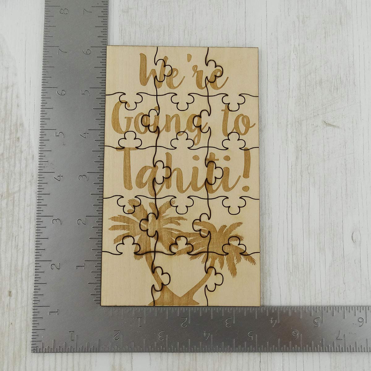 15-Piece Engraved Wooden Jigsaw Puzzle - 'We're Going to Tahiti' Vacation Surprise Gift | Perfect for Family Game Night, Travel Reveals & Anniversary Presents