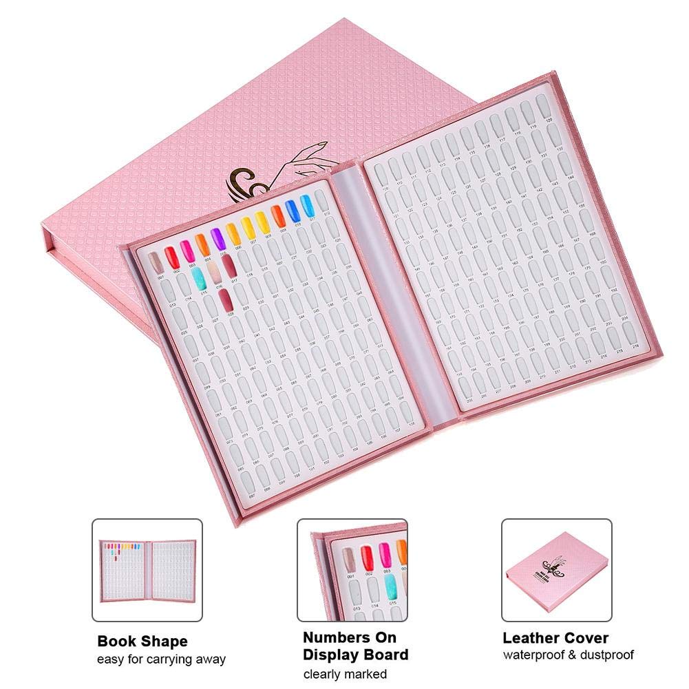 216 Colors Nail Polish Display Book - Professional Salon Nail Art Color Chart with Nail Tips (Pink) for Manicure, Pedicure & Nail Art Design - Perfect for Nail Technicians & DIY Enthusiasts