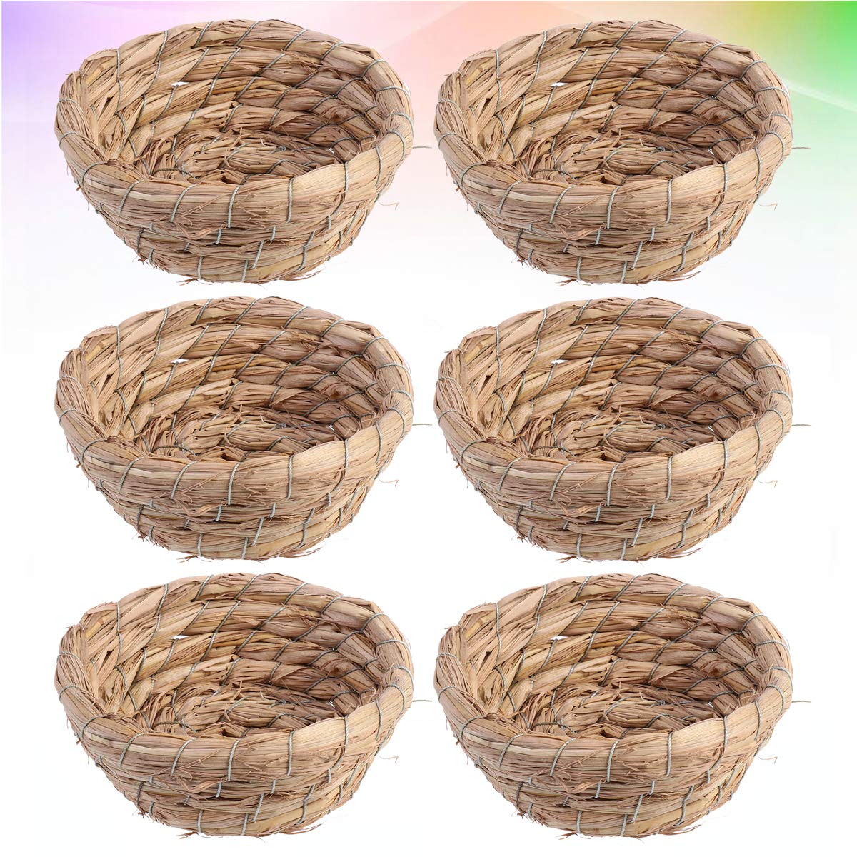 Baluue 6pcs Straw Bird Nest - Natural Handmade Woven Nesting Basket for Small Birds - Perfect for Pet Birds, Garden Decor, and DIY Crafts
