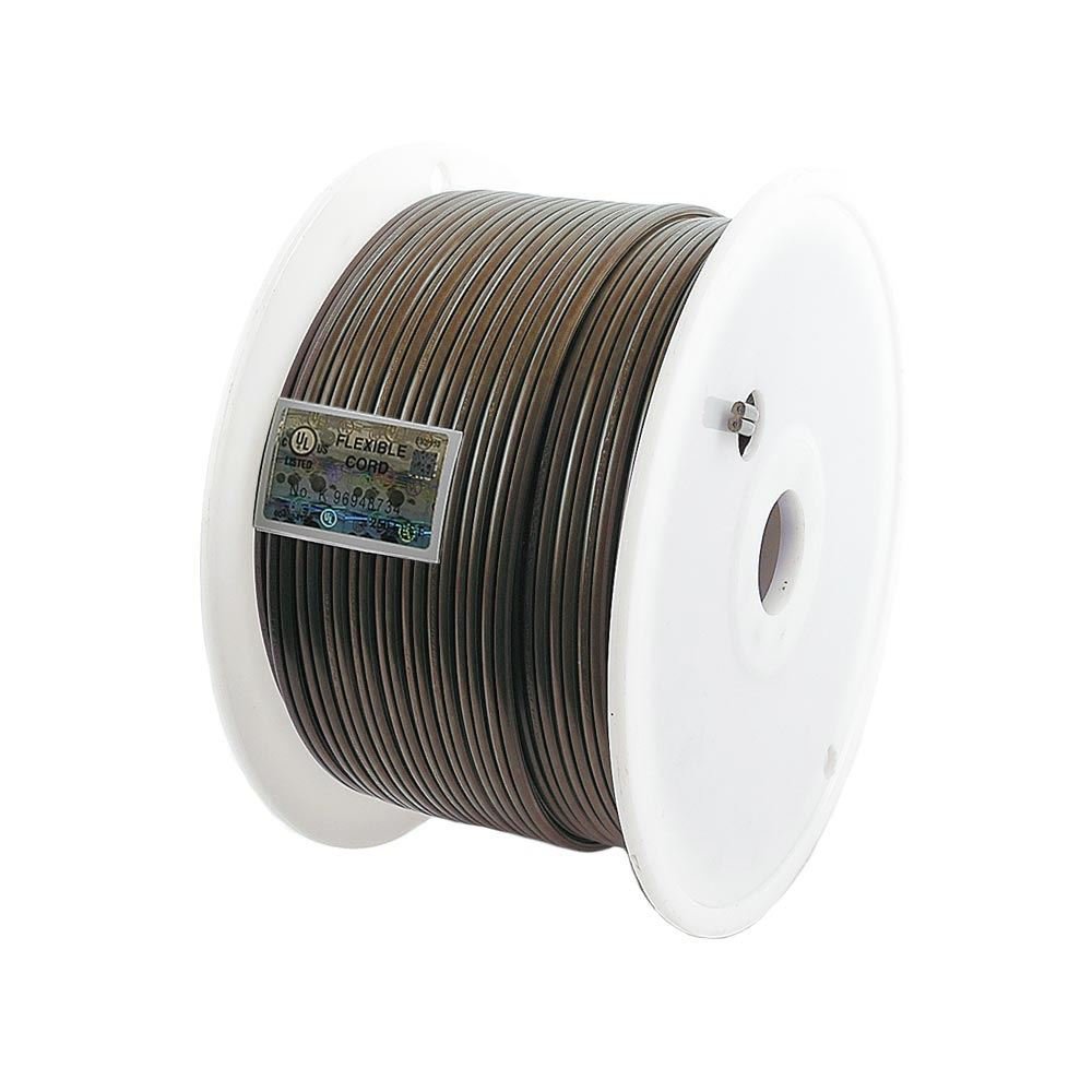 250ft Brown 18 Gauge SPT-2 Zip Cord Wire for Outdoor String Lights - Perfect for Patio, Garden, and Holiday Decorations