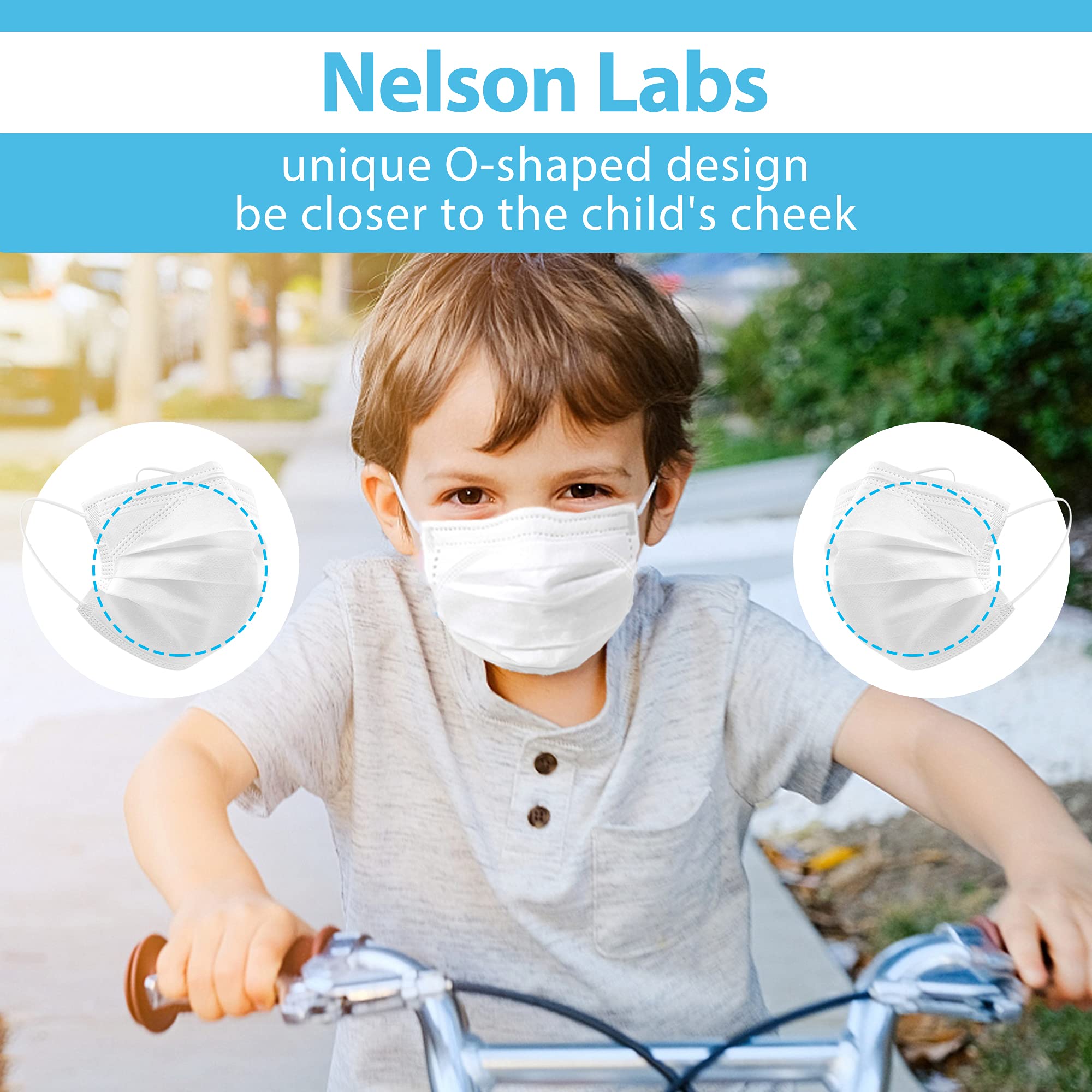 SKYPRO 50PCS ASTM Level 1 Disposable Face Masks for Kids - 3-Ply Medical Grade Protective PPE (White/Blue, Pack of 5) - Ideal for School, Travel & Daily Protection
