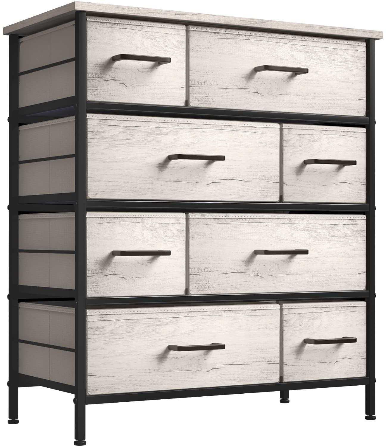 Sorbus 8-Drawer Fabric Dresser for Bedroom - Sturdy Steel Frame with Wood Top & Faux Wood Fabric - Tall Clothes Storage Chest - Portable Standing Wardrobe Organizer - Perfect for Small Spaces, Dorm Rooms & Apartment Closets