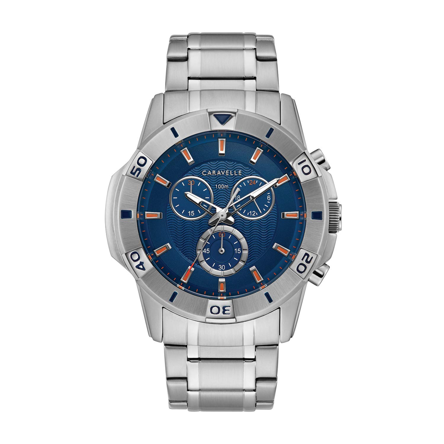 Caravelle Sport Chronograph Men's Watch - Stainless Steel Waterproof Wristwatch for Swimming, Diving & Outdoor Activities