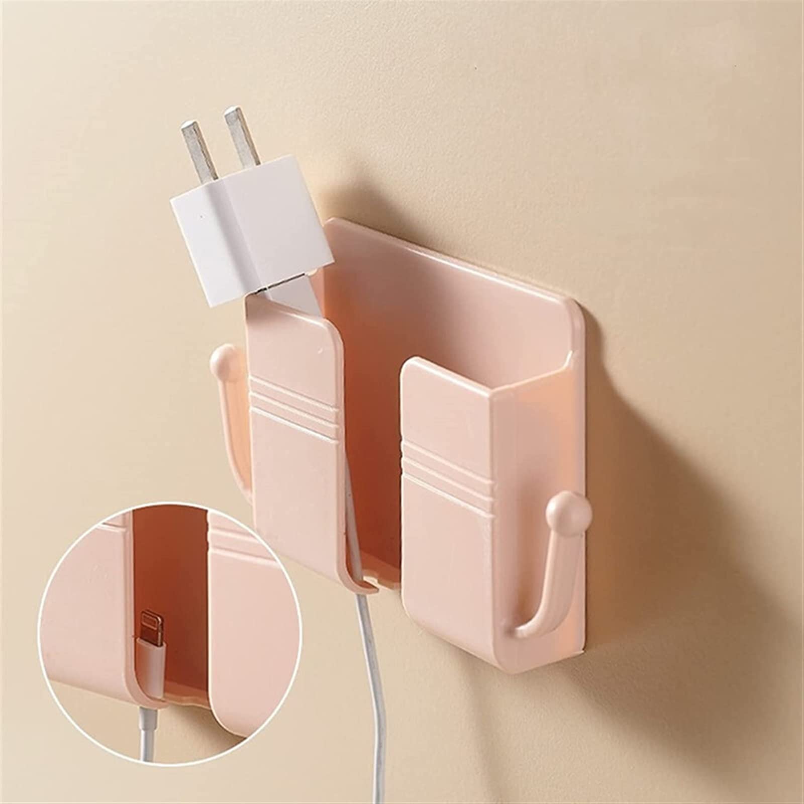 XTYPE Space Saving Phone Stand - Adhesive Hook & Rack for Wall Mounting, Cable Management (Pink) - Perfect for Home, Office, Kitchen & Bedroom Organization