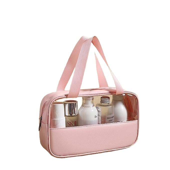 Waterproof PVC Cosmetic Bag for Women & Girls - Multi-Functional Makeup Pouch, Travel Toiletry Organizer, Wash Bag for Bath Accessories & Grooming Kit (Pink) | Perfect for Travel, Gym, Beach & Daily Beauty Storage