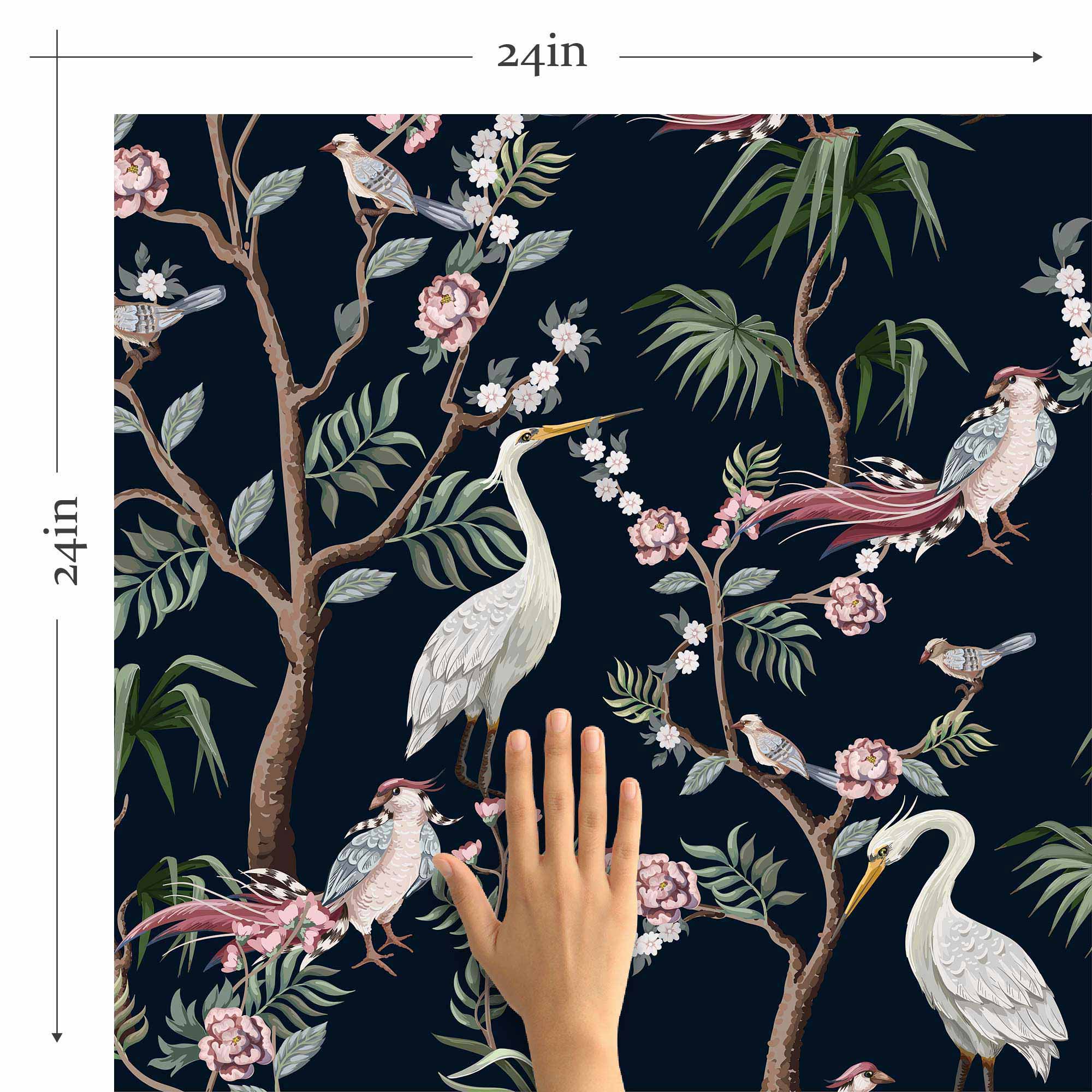 Blue and White Birds Peel and Stick Removable Wallpaper - Self-Adhesive Decorative Wall Mural for Bedroom, Nursery, Living Room, Office - Easy to Install & Remove - Pattern 7002