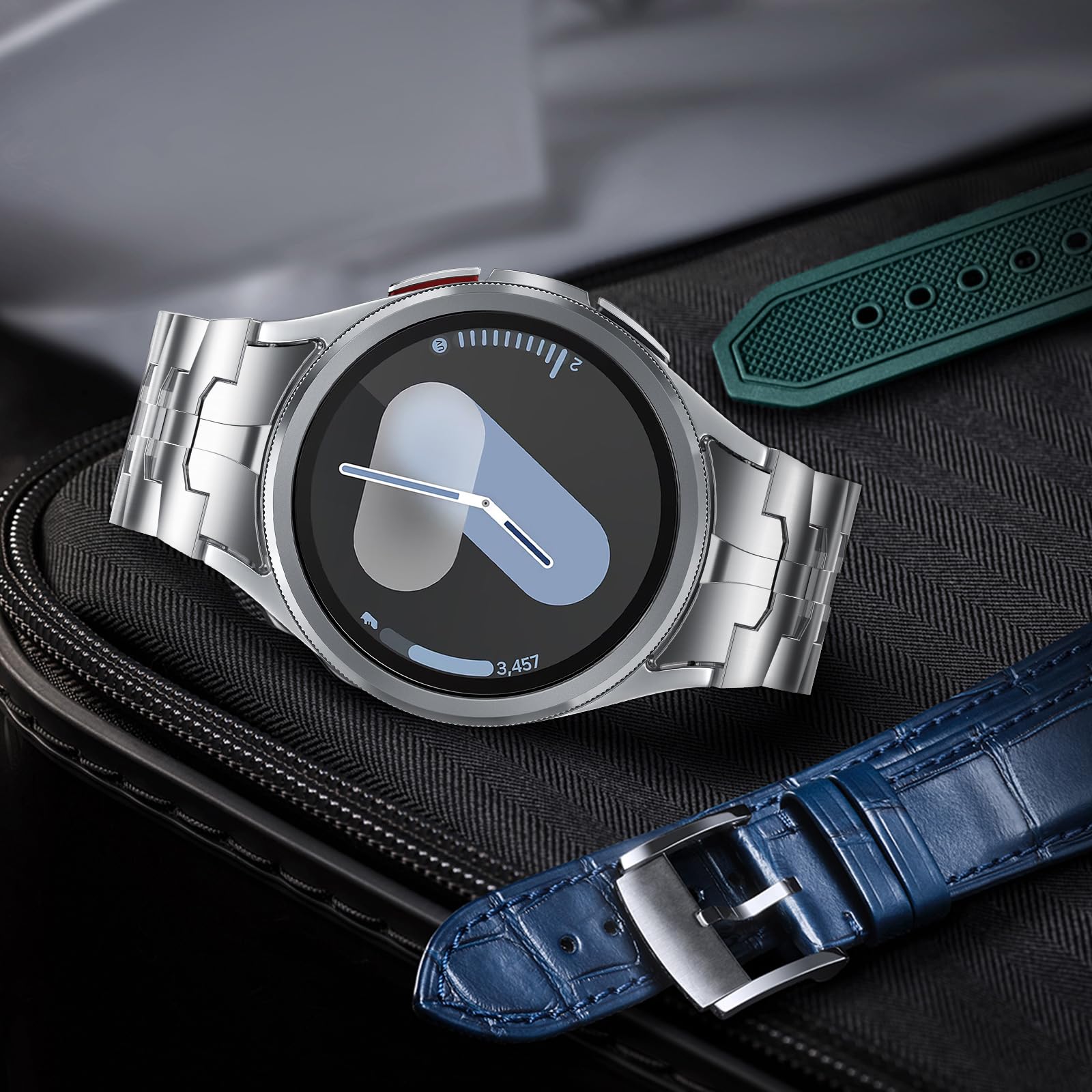 Fullife Compatible with Samsung Galaxy Watch 6 Classic Band 47mm, Galaxy Watch 5 Pro, Watch 6/5/4, Watch 4 Classic - Stainless Steel Metal Band with Magnetic Clasp, No Gap Design for Men - Perfect for Work, Gym & Everyday Wear