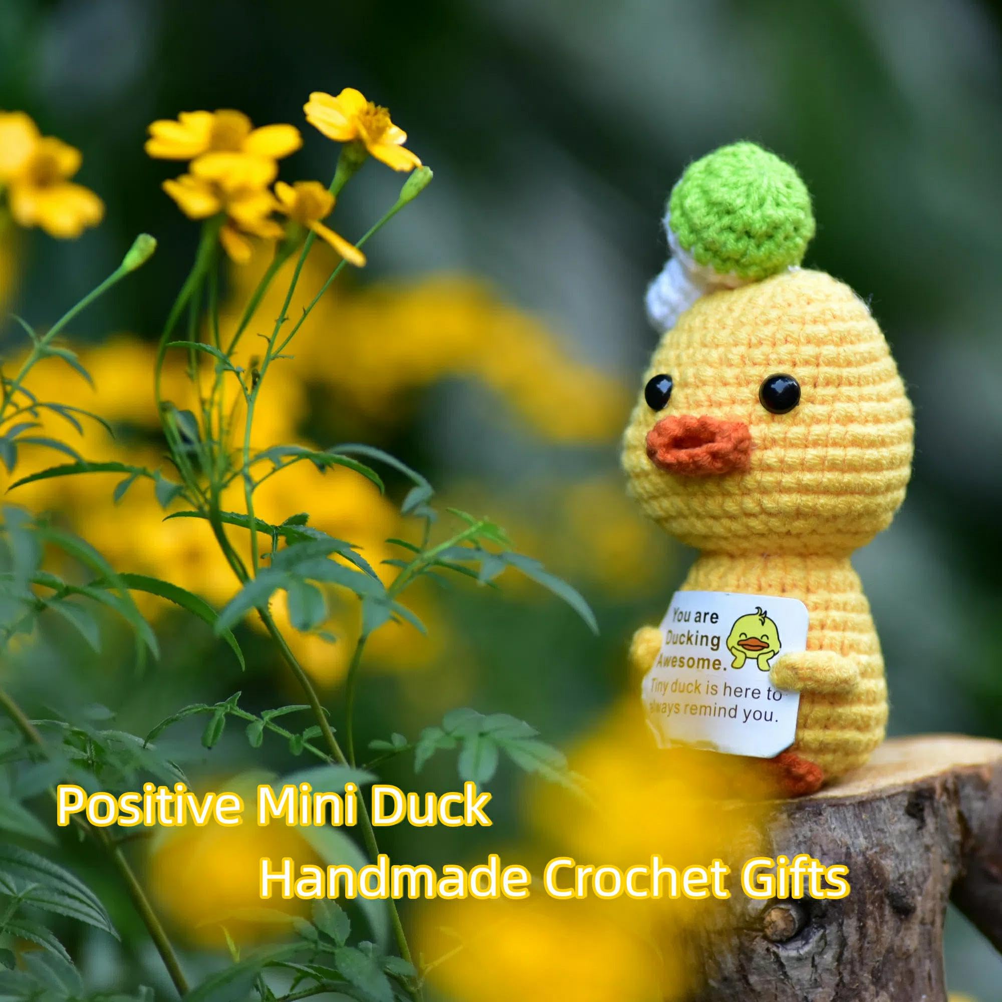 Handmade Crochet Emotional Support Duck - Inspirational & Positive Gift for Women & Men - Birthday, Christmas, Easter Present - Mental Health Encouragement, Stress Relief, Home & Office Decor (Duck 07)