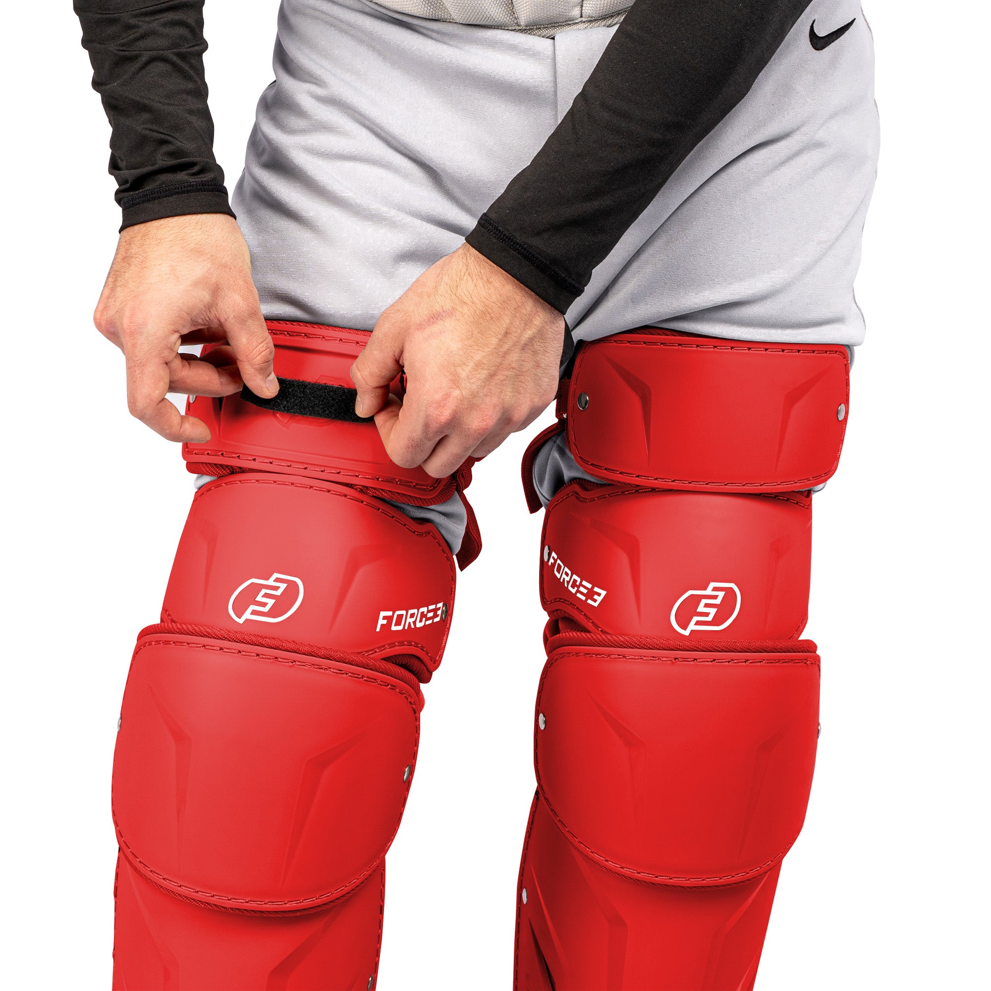 FORCE3 XS3® PRO ELITE Baseball Catcher Leg Guards - Lightweight Protective Gear for PitchCom® System - Perfect for Intermediate Players & Youth Leagues