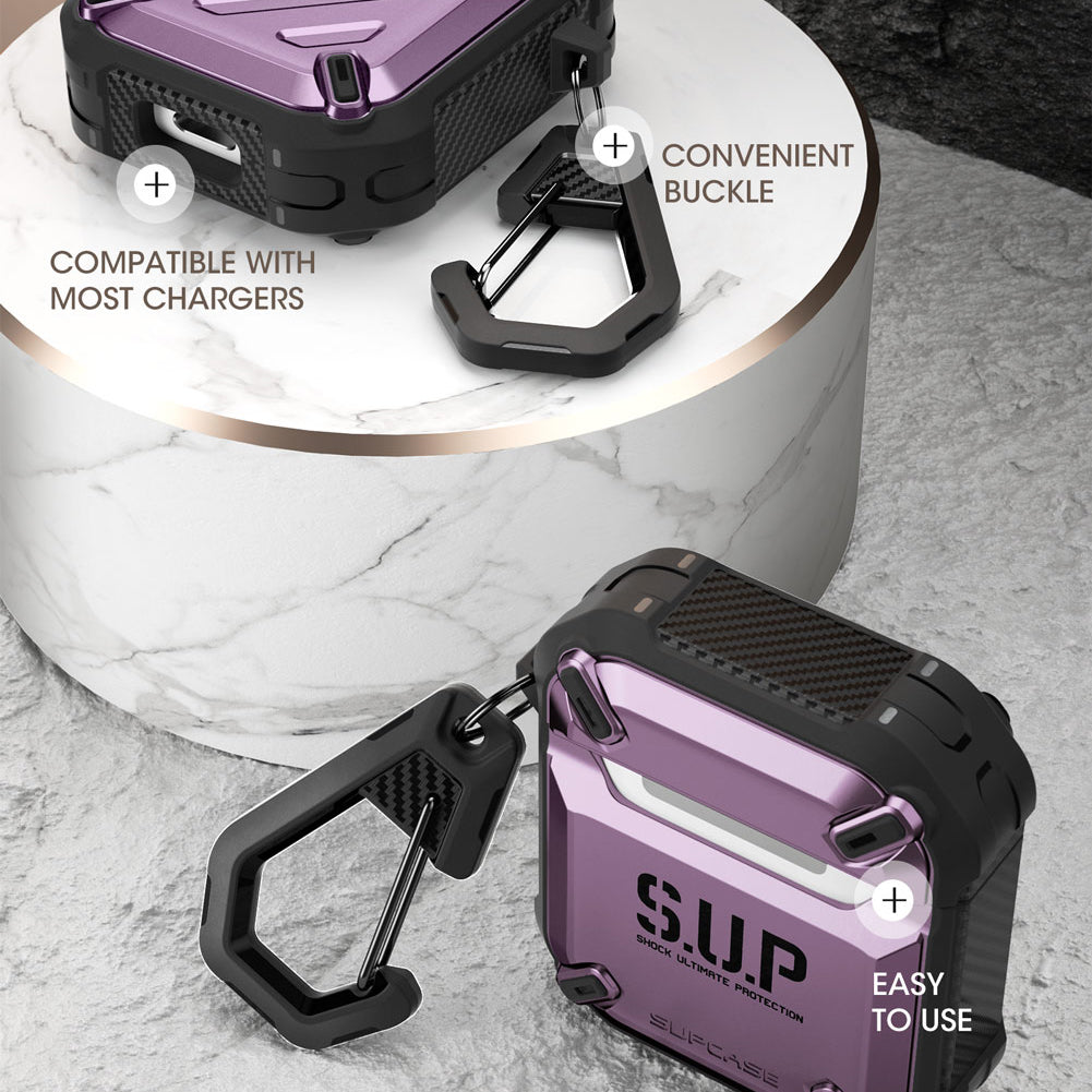 Apple AirPods 1 & 2 Unicorn Beetle Pro Rugged Case - Shockproof Protective Cover with Built-in Screen Protector, Purple - Perfect for Gym, Travel & Outdoor Activities